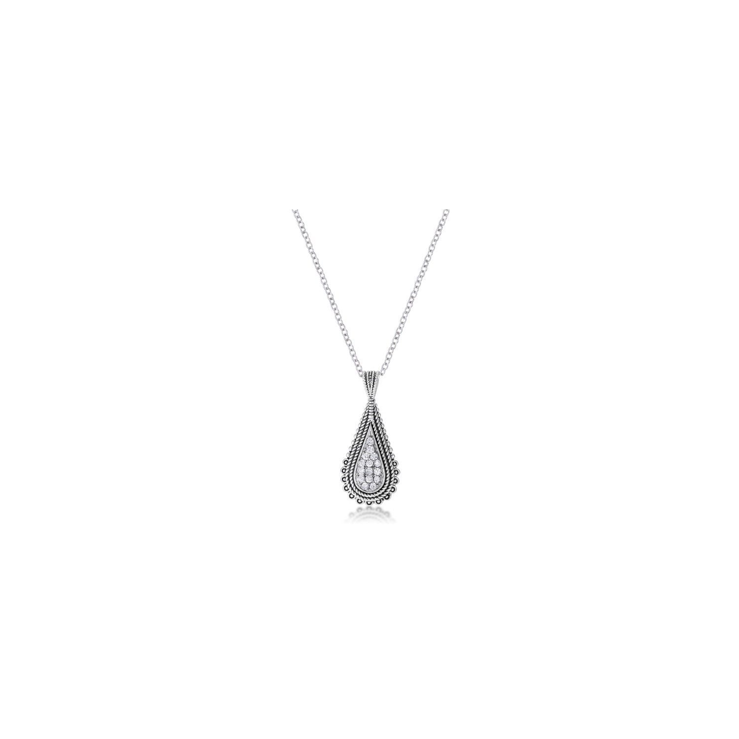 .37 Ct Tear Drop Pendant Necklace with CZ