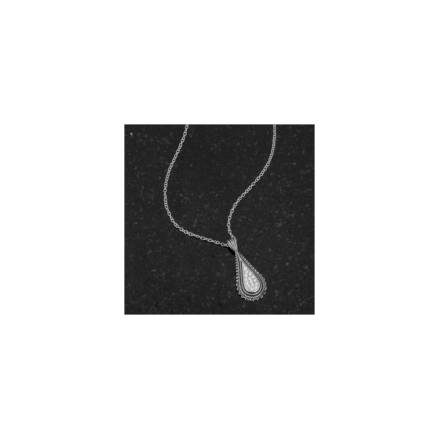 .37 Ct Tear Drop Pendant Necklace with CZ