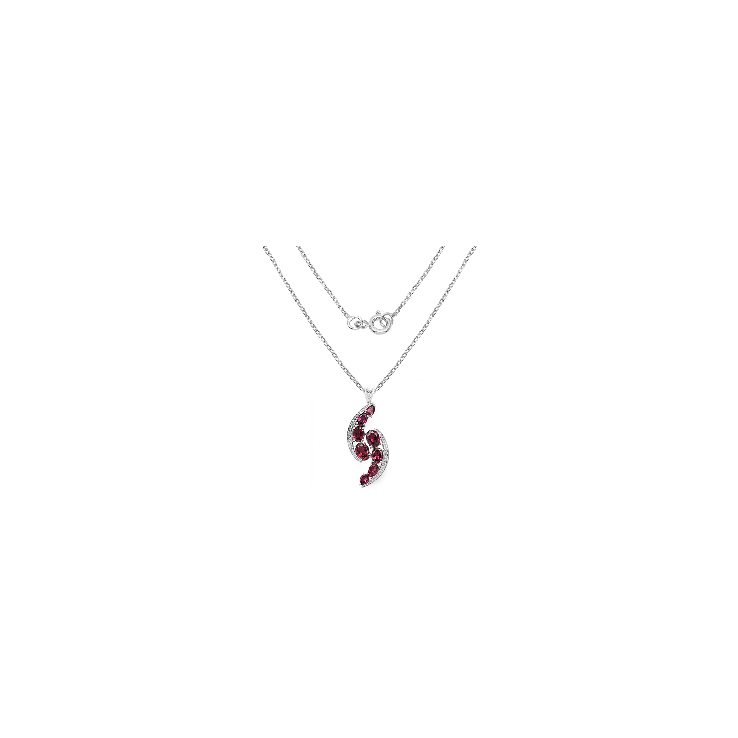 7.29 Carat Genuine Rhodolite & White Topaz .925 Sterling Silver Pendant