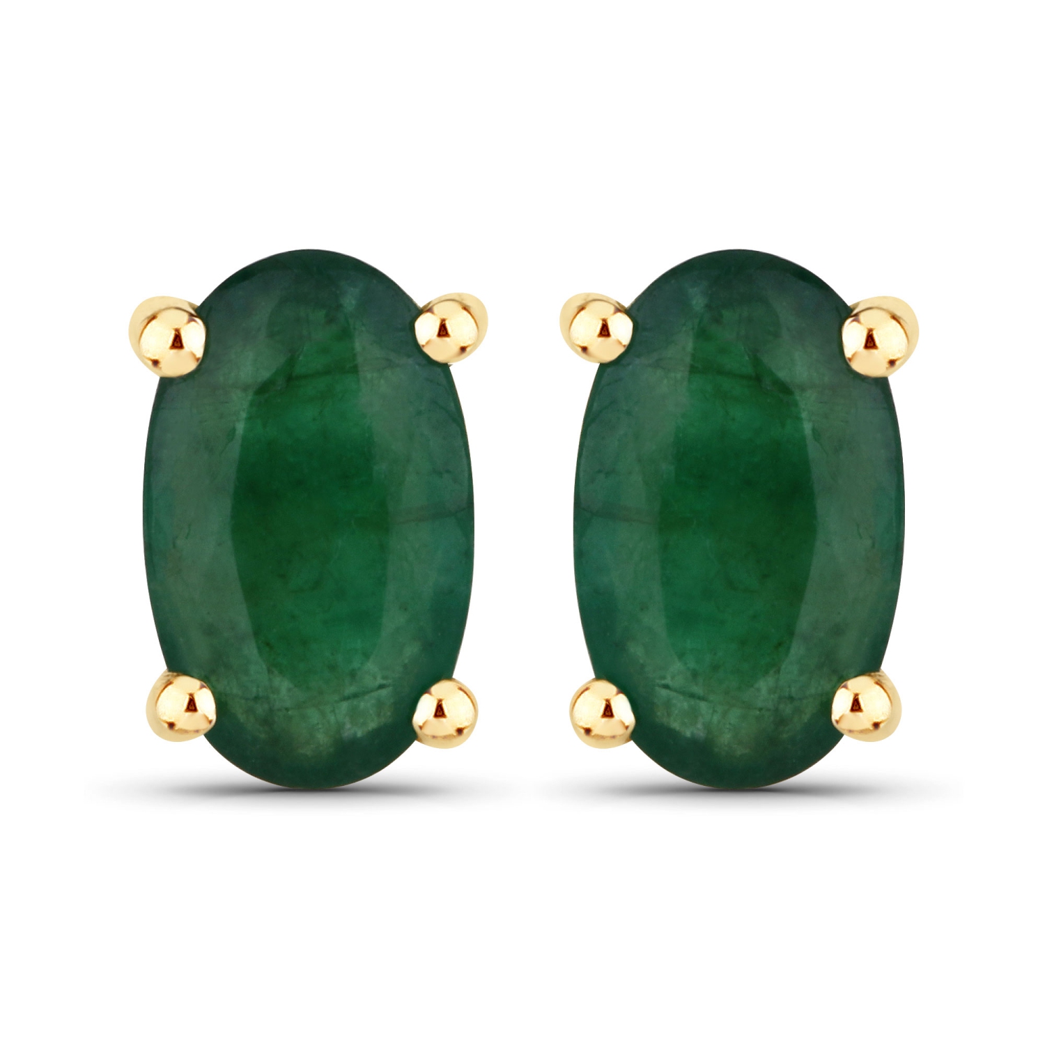 0.38 Carat Genuine Zambian Emerald 14K Yellow Gold Earrings