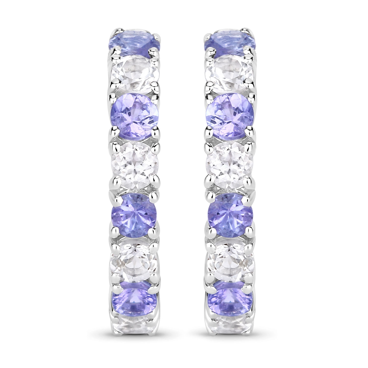 1.68 Carat Genuine Tanzanite and White Topaz .925 Sterling Silver Earrings