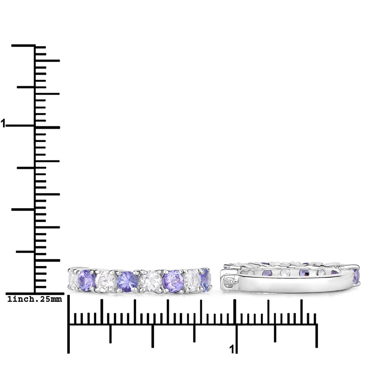 1.68 Carat Genuine Tanzanite and White Topaz .925 Sterling Silver Earrings