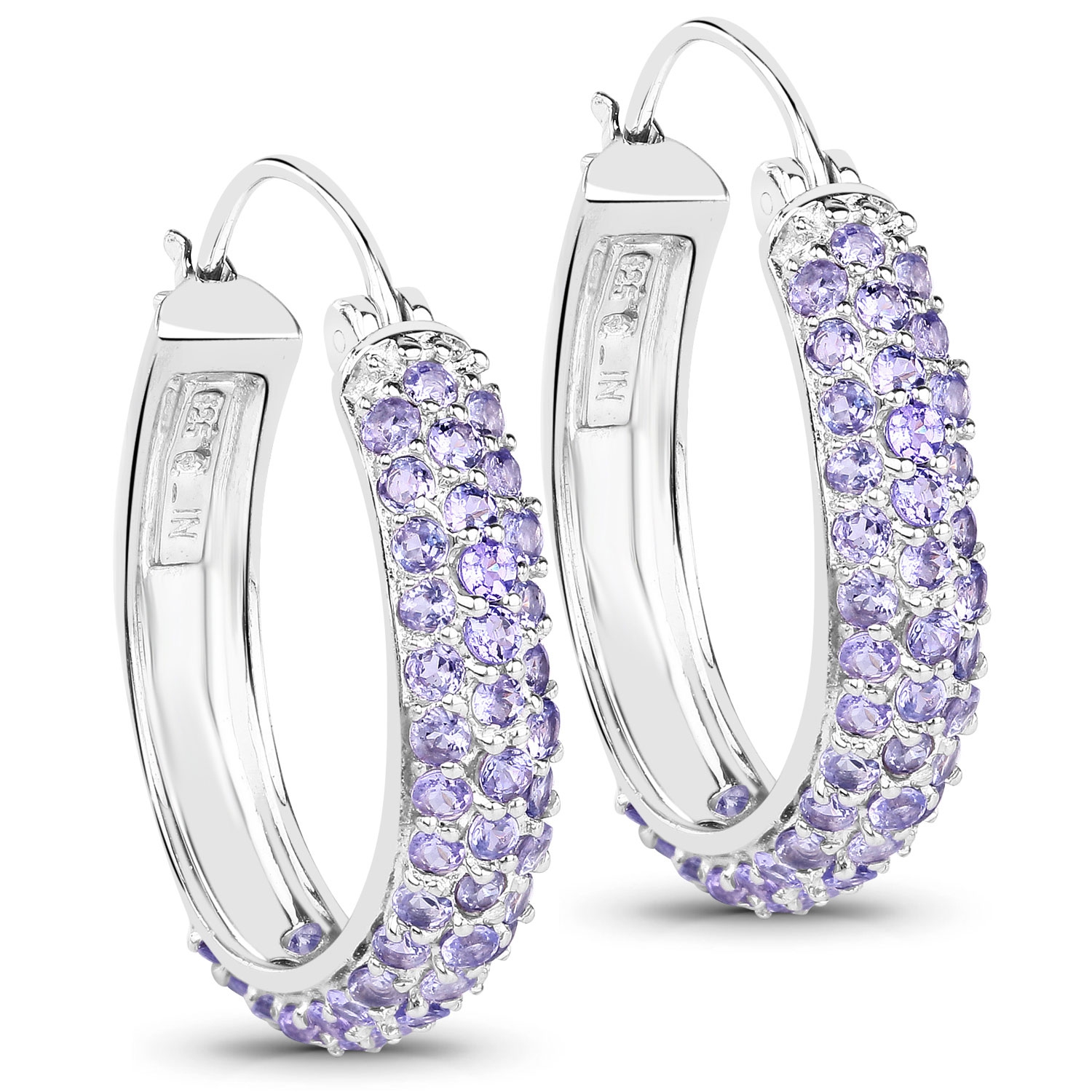 3.06 Carat Genuine Tanzanite .925 Sterling Silver Earrings