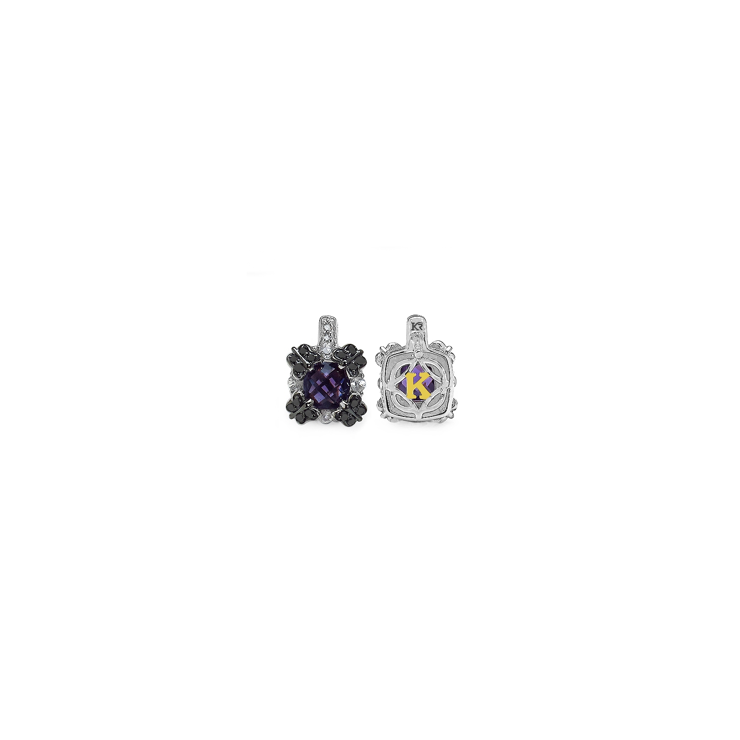 2.67 Carat Genuine Amethyst White Sapphire & Black Diamond .925 Sterling Silver Earrings