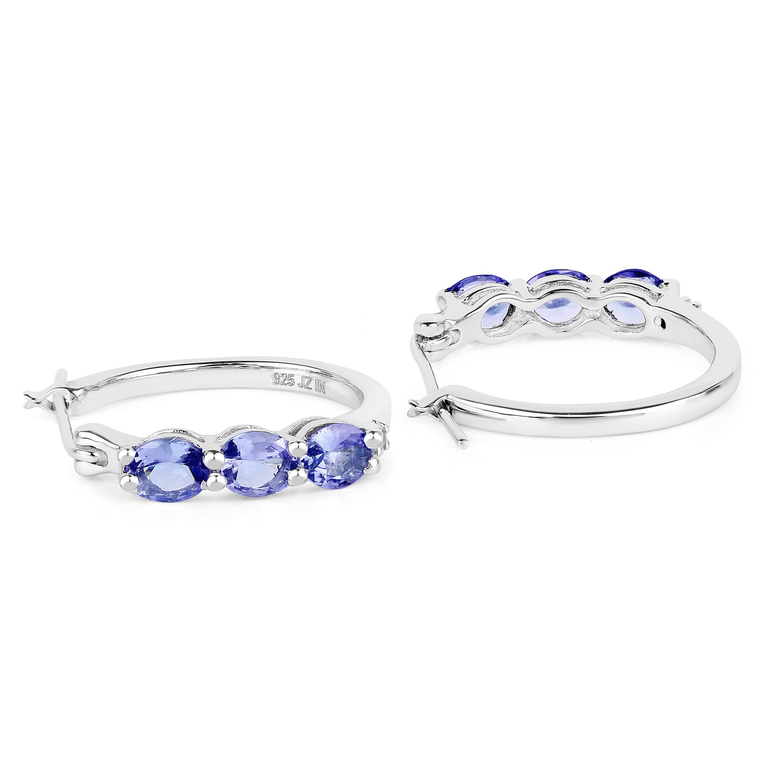 1.99 ct. Genuine Tanzanite and White Diamond .925 Sterling Silver Earrings