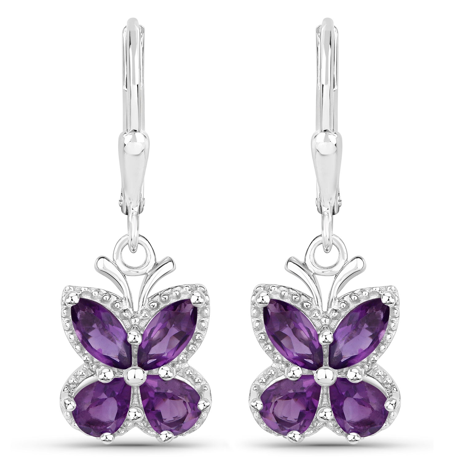 2.12 Carat Genuine Amethyst .925 Sterling Silver Earrings