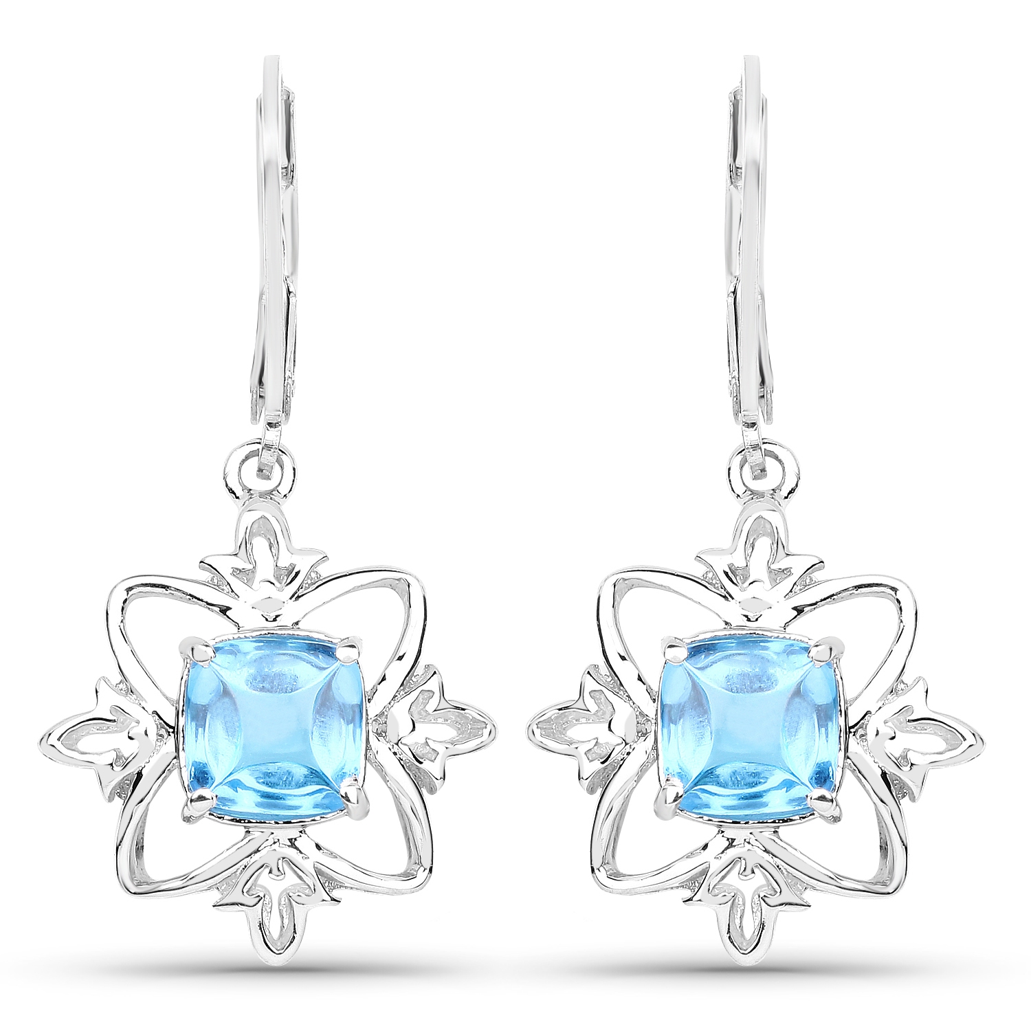 5.30 Carat Genuine Swiss Blue Topaz .925 Sterling Silver Earrings