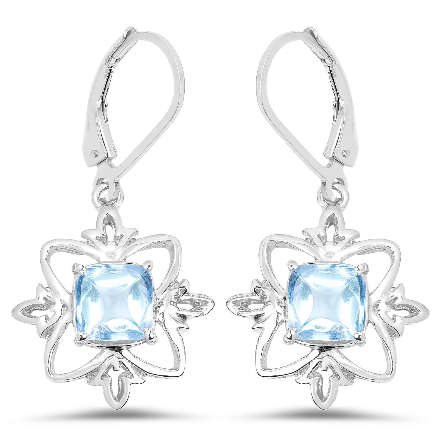 5.30 Carat Genuine Swiss Blue Topaz .925 Sterling Silver Earrings