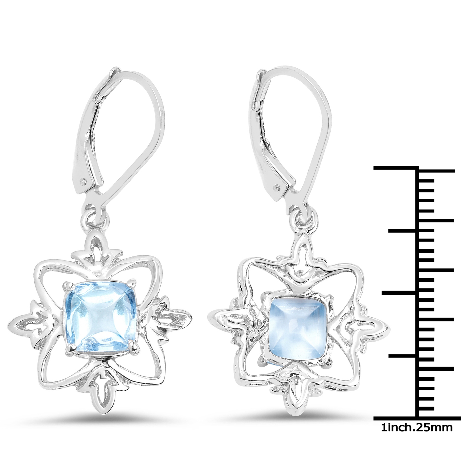 5.30 Carat Genuine Swiss Blue Topaz .925 Sterling Silver Earrings