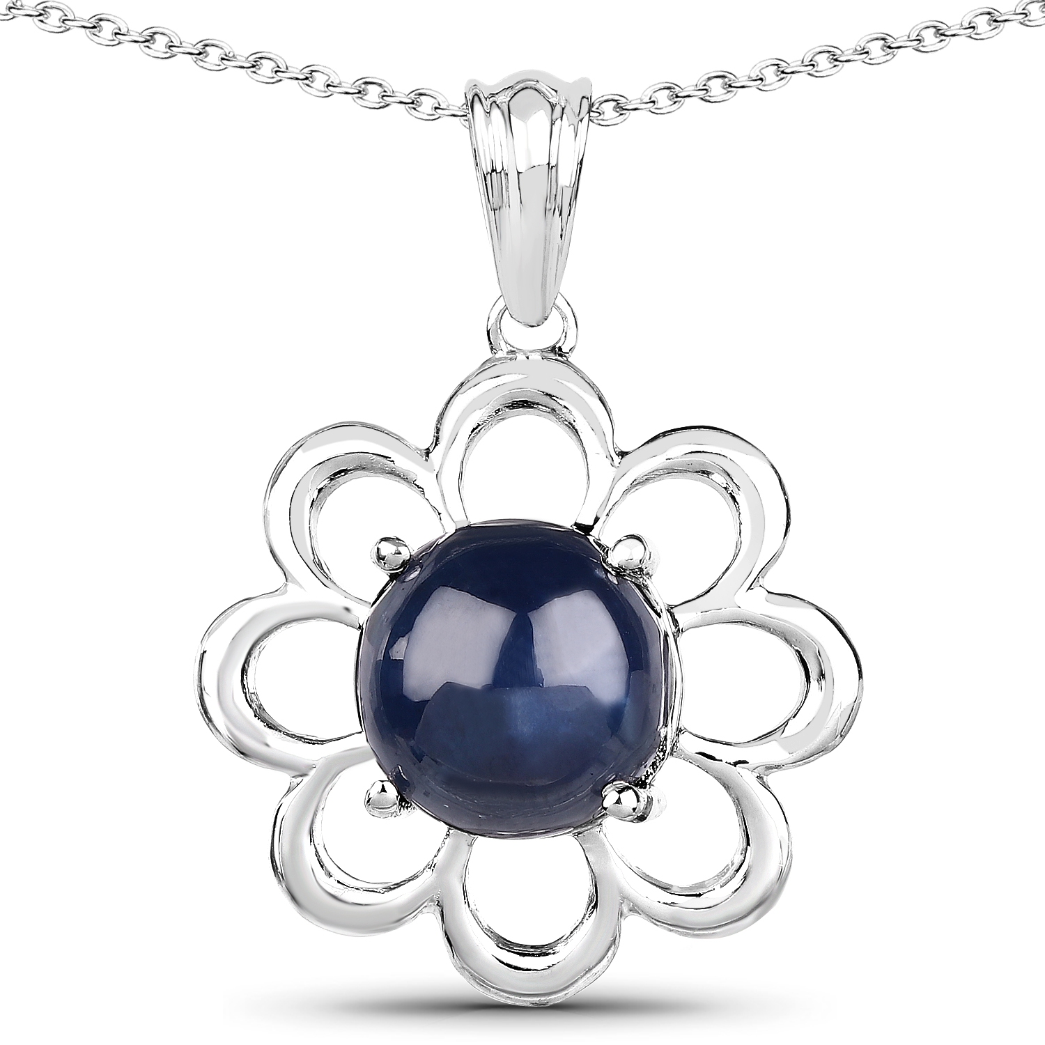 4.65 Carat Genuine Blue Sapphire .925 Sterling Silver Pendant