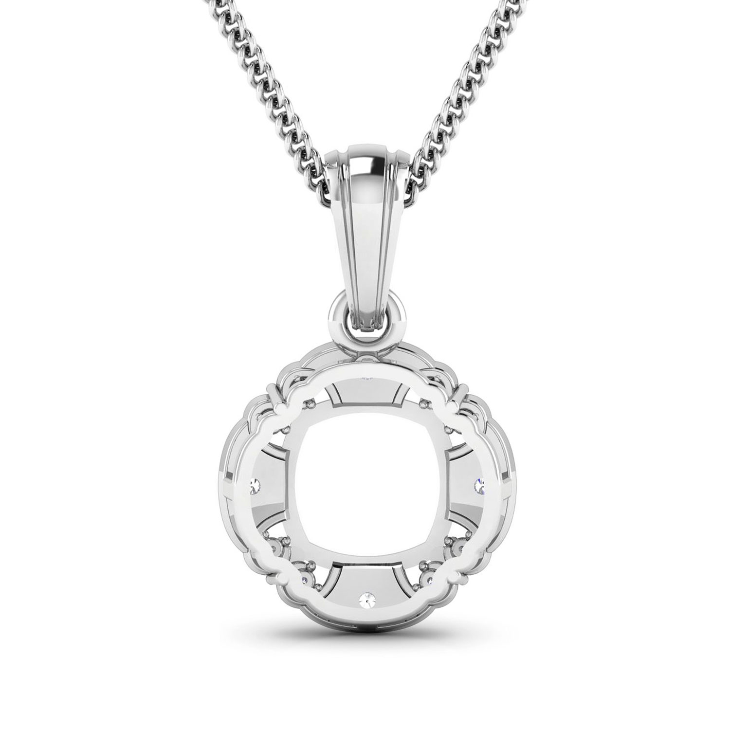 0.09 Carat Genuine White Diamond 14K White Gold Pendant