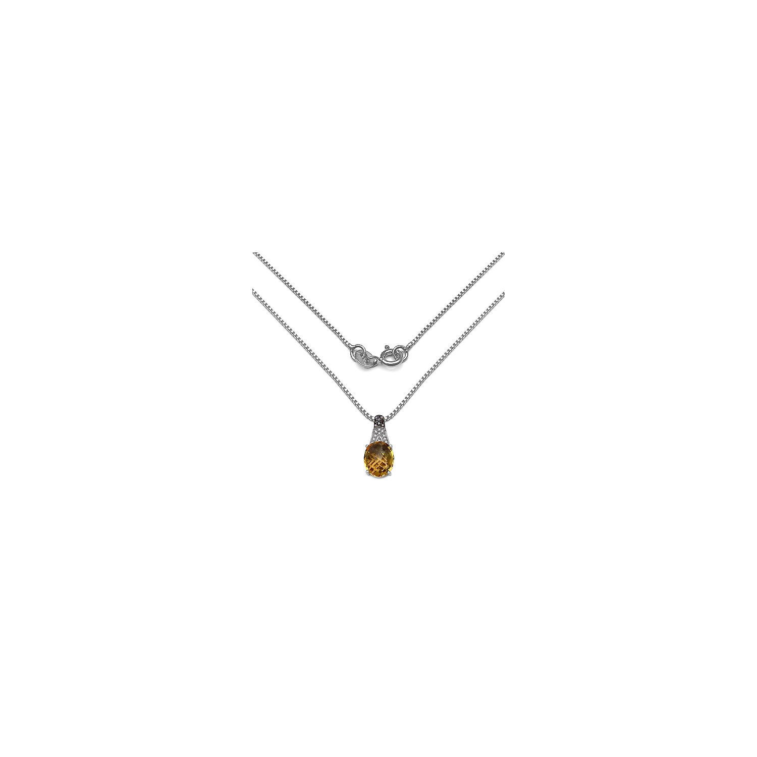 4.50 Carat Genuine Citrine, Champagne Diamond & White Diamond .925 Sterling Silver Pendant