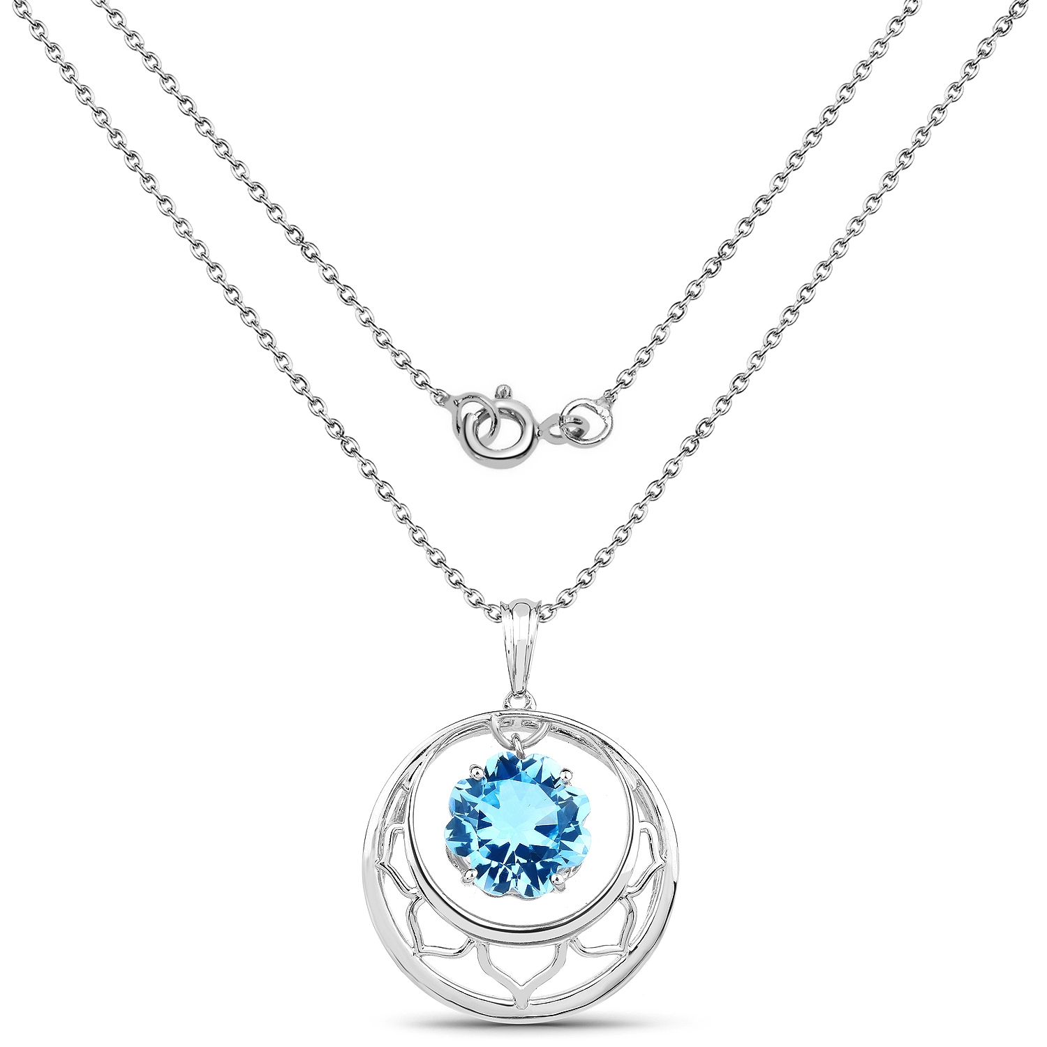 8.75 Carat Genuine Swiss Blue Topaz .925 Sterling Silver Pendant