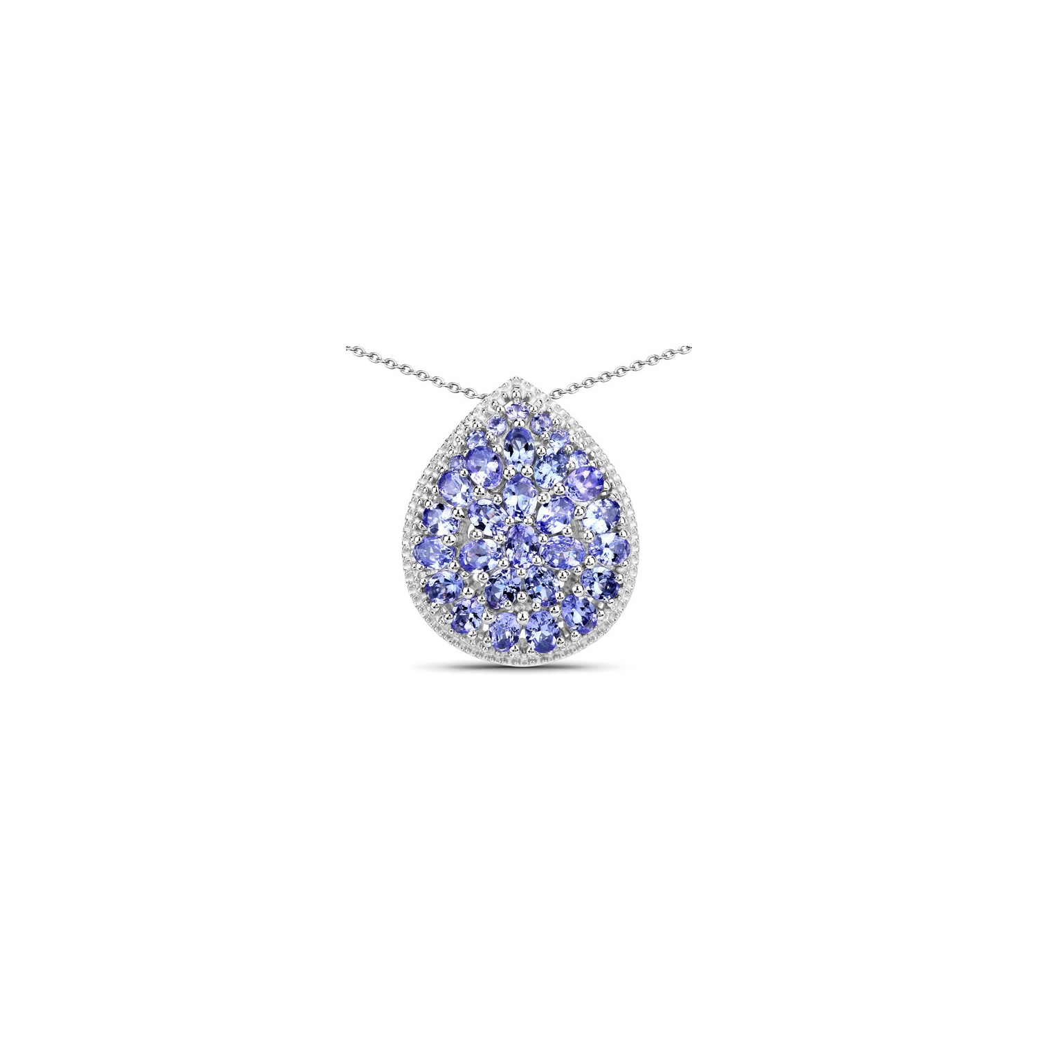 4.16 Carat Genuine Tanzanite .925 Sterling Silver Pendant