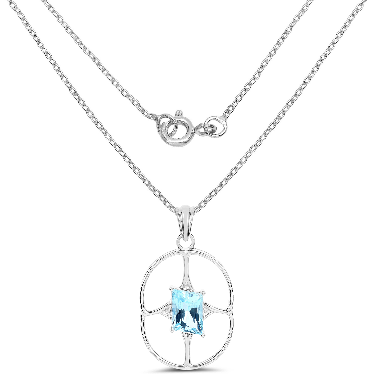 5.26 Carat Genuine Swiss Blue Topaz .925 Sterling Silver Pendant