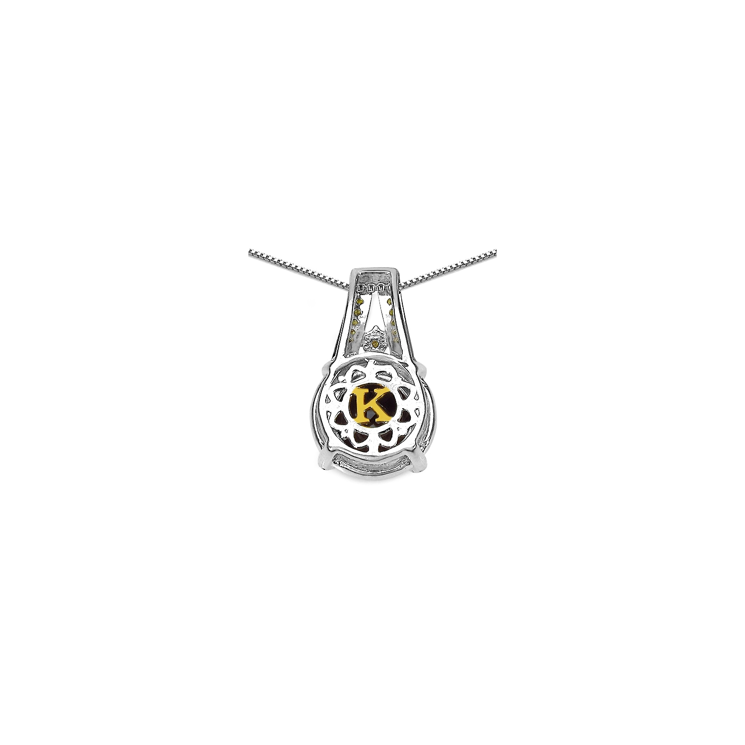 3.16 Carat Genuine Smoky Quartz, Yellow Diamond & White Diamond .925 Sterling Silver Pendant