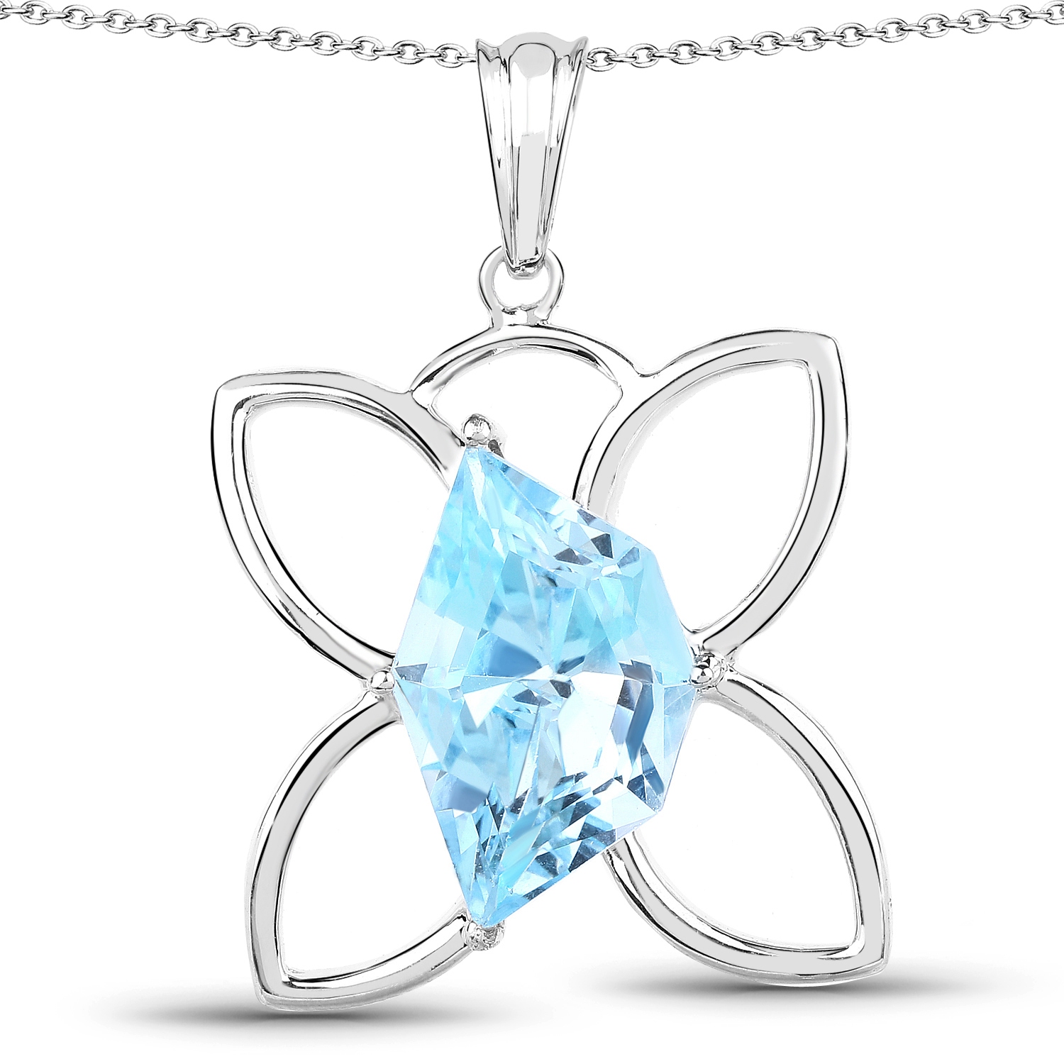 10.58 ct. Genuine Swiss Blue Topaz .925 Sterling Silver Pendant