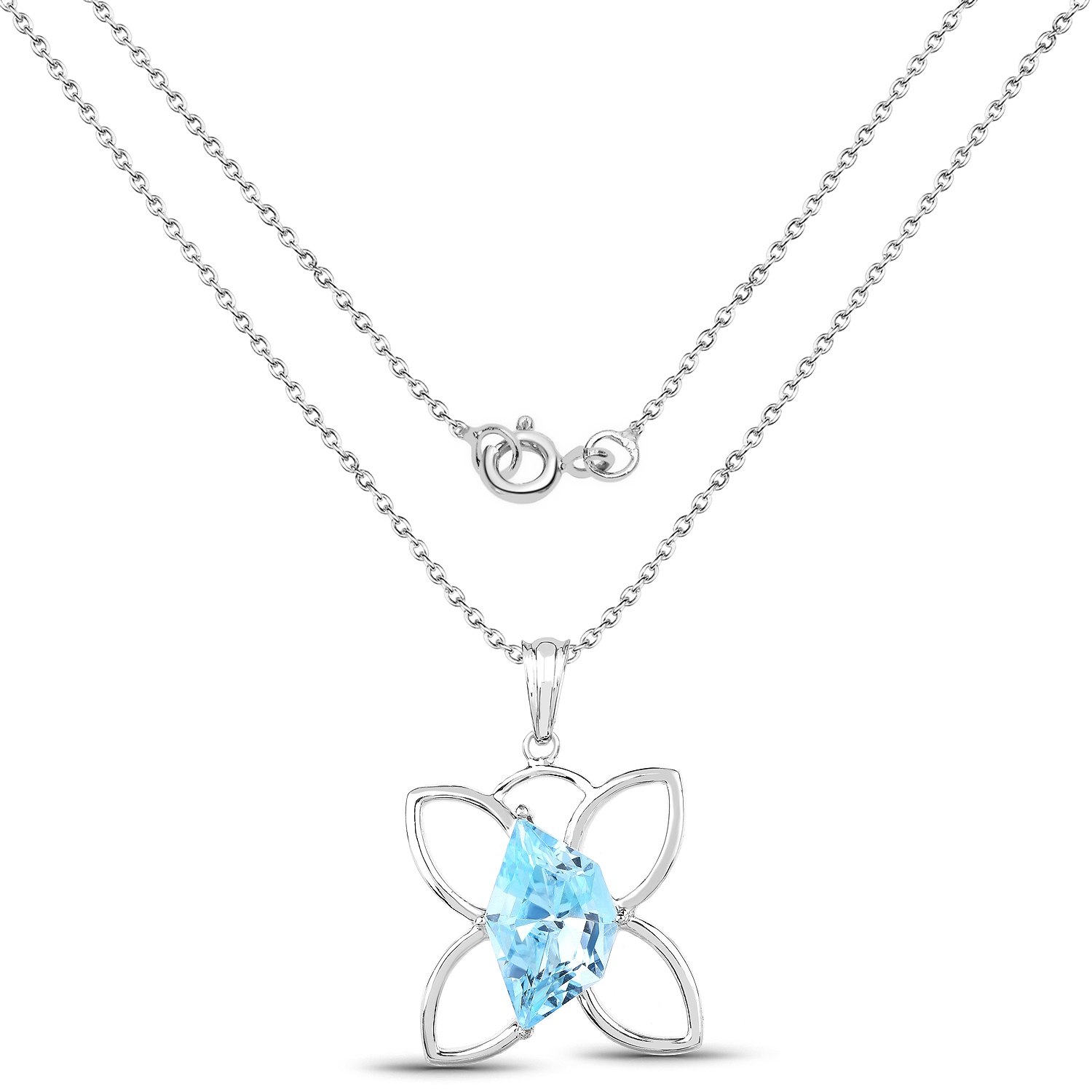 10.58 ct. Genuine Swiss Blue Topaz .925 Sterling Silver Pendant