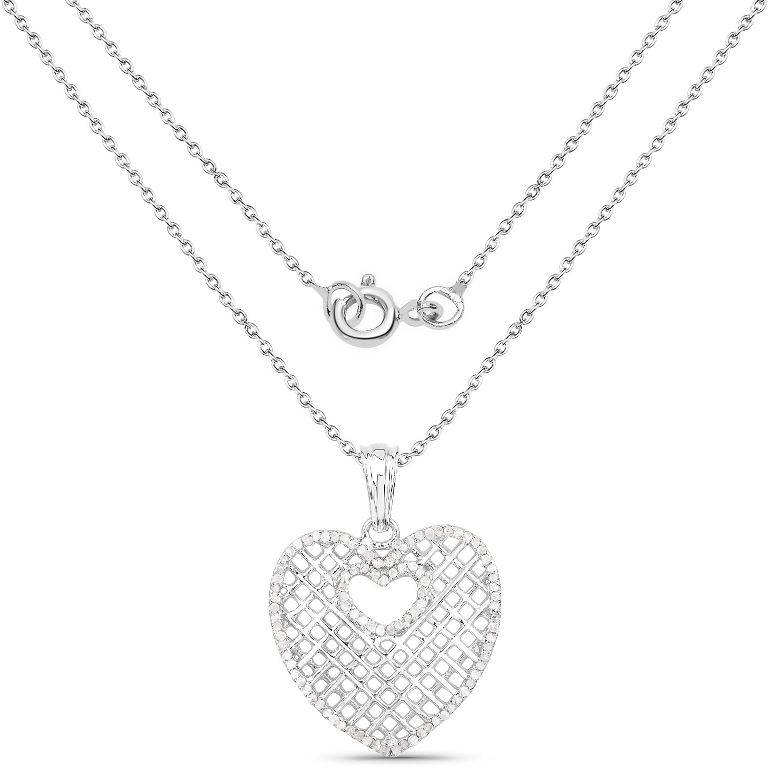 0.52 Carat Genuine White Diamond .925 Sterling Silver Pendant