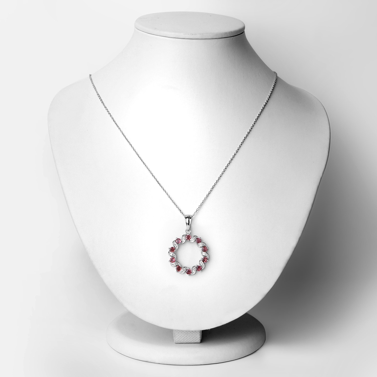 1.30 Carat Genuine Pink Tourmaline and White Topaz .925 Sterling Silver Pendant