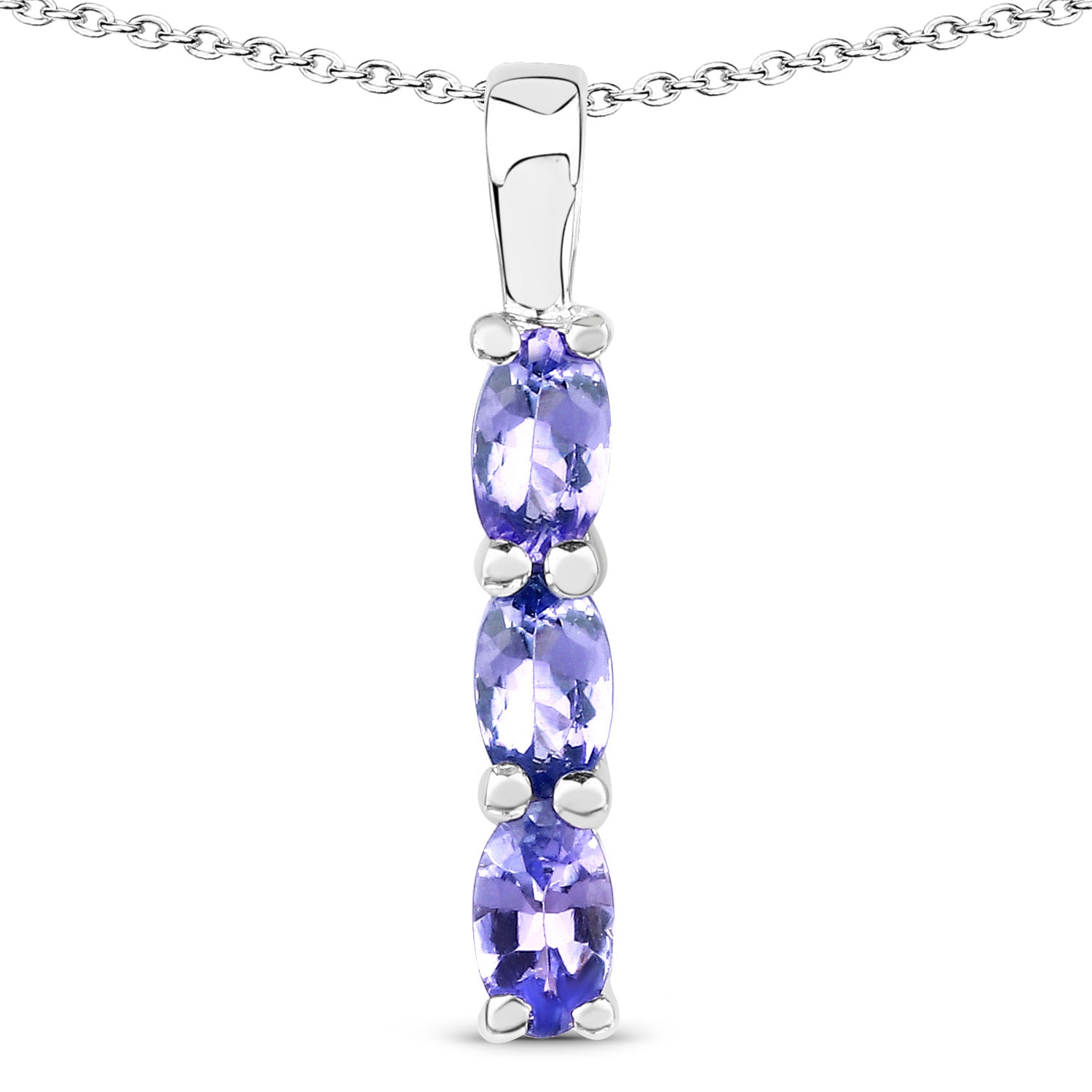0.75 Carat Genuine Tanzanite .925 Sterling Silver Pendant