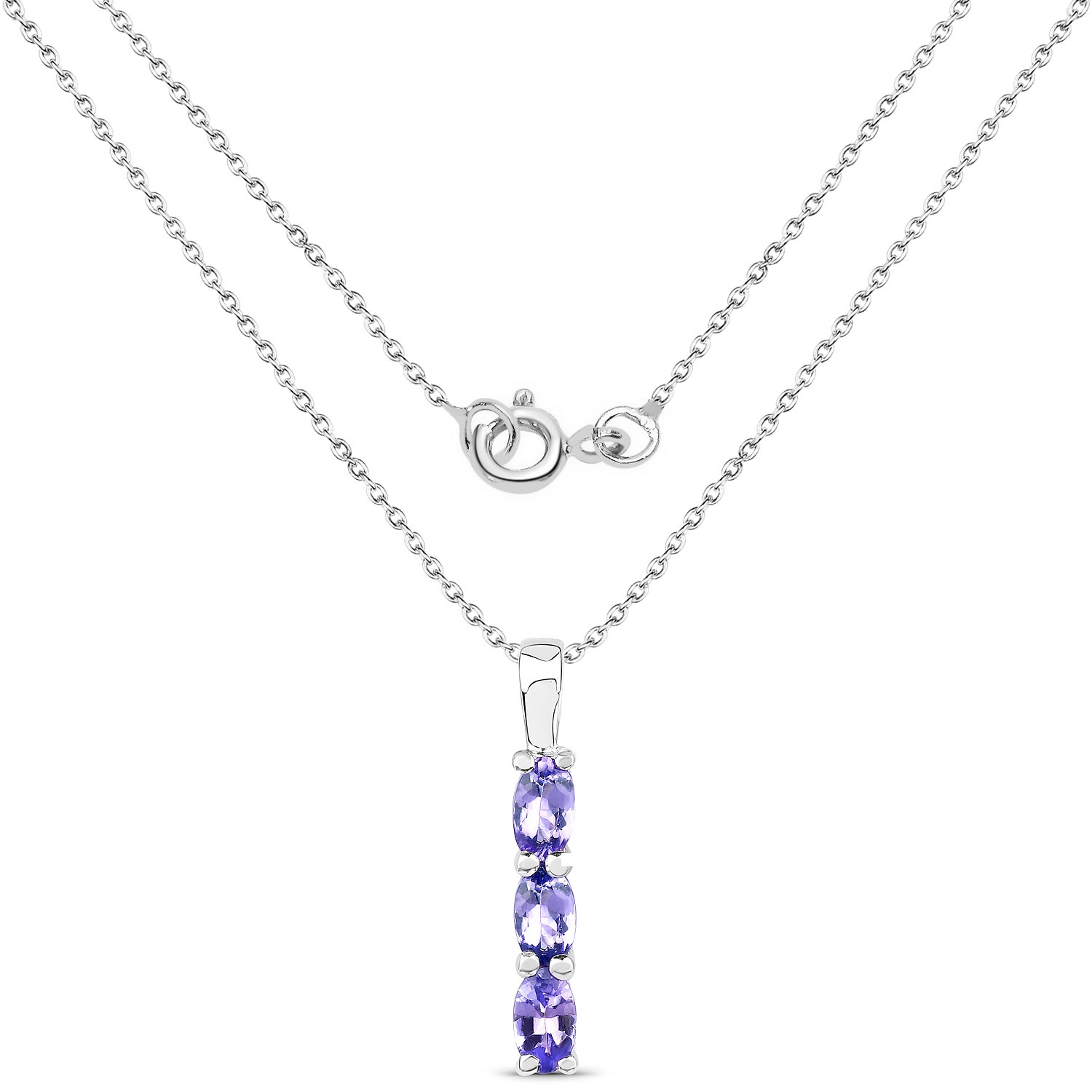 0.75 Carat Genuine Tanzanite .925 Sterling Silver Pendant