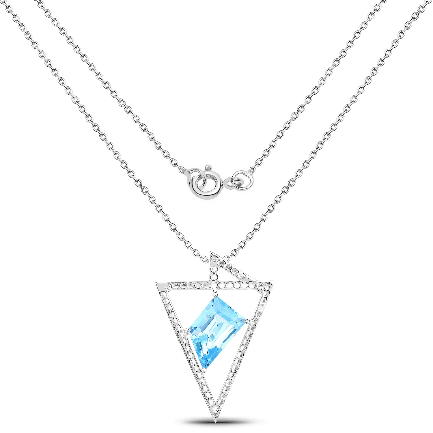5.00 Carat Genuine Swiss Blue Topaz .925 Sterling Silver Pendant