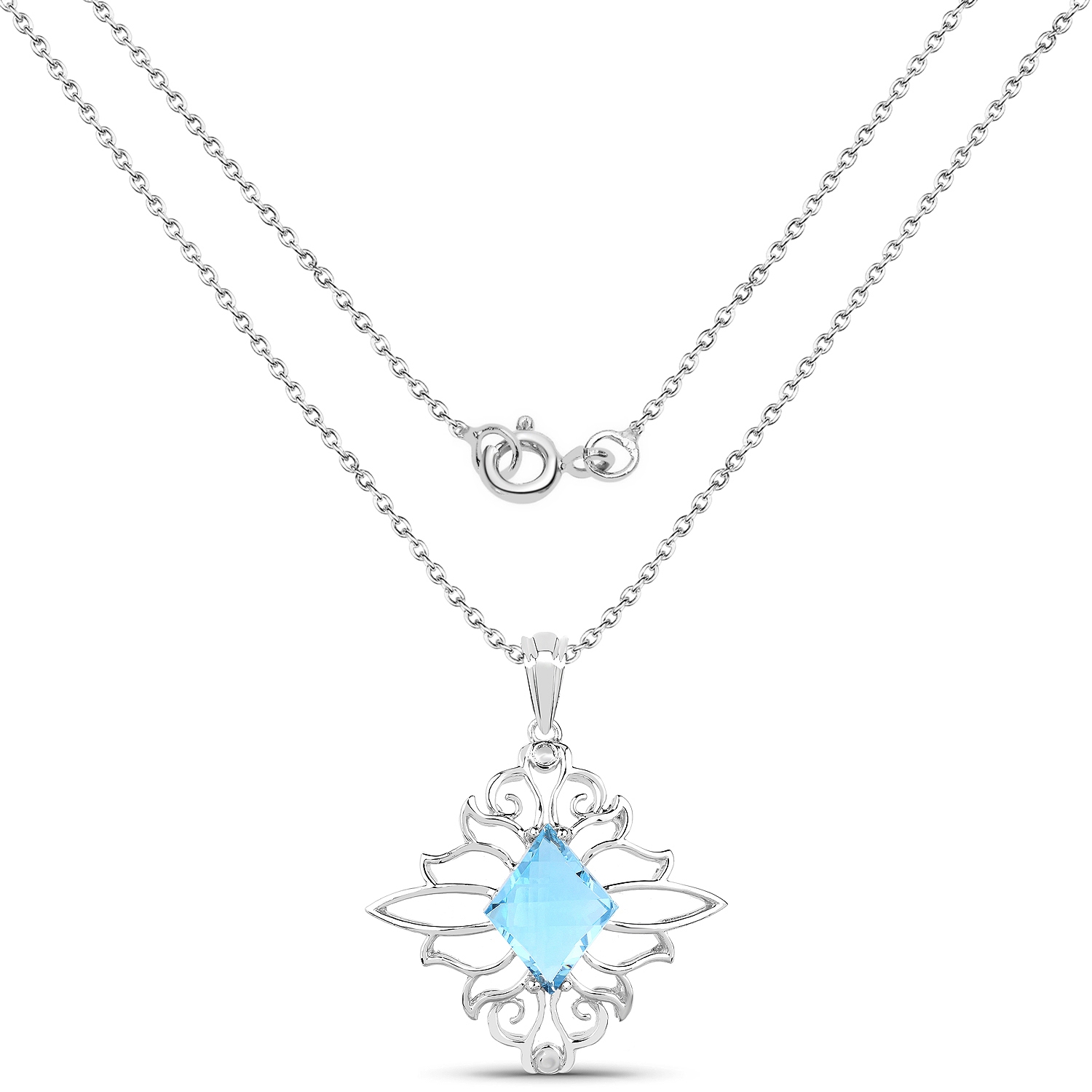 5.15 Carat Genuine Swiss Blue Topaz .925 Sterling Silver Pendant