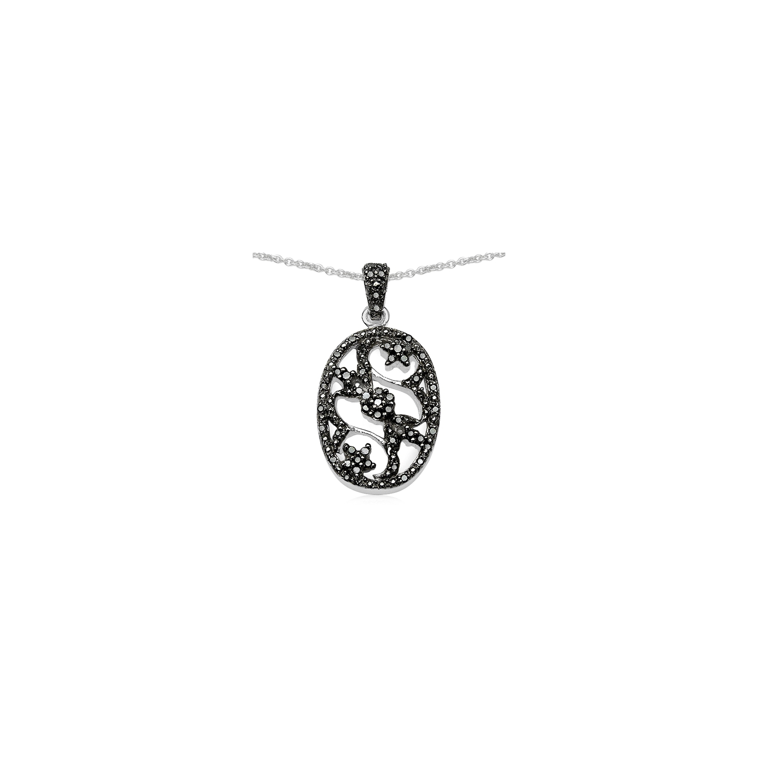 0.28 Carat Genuine Black Diamond .925 Sterling Silver Pandent