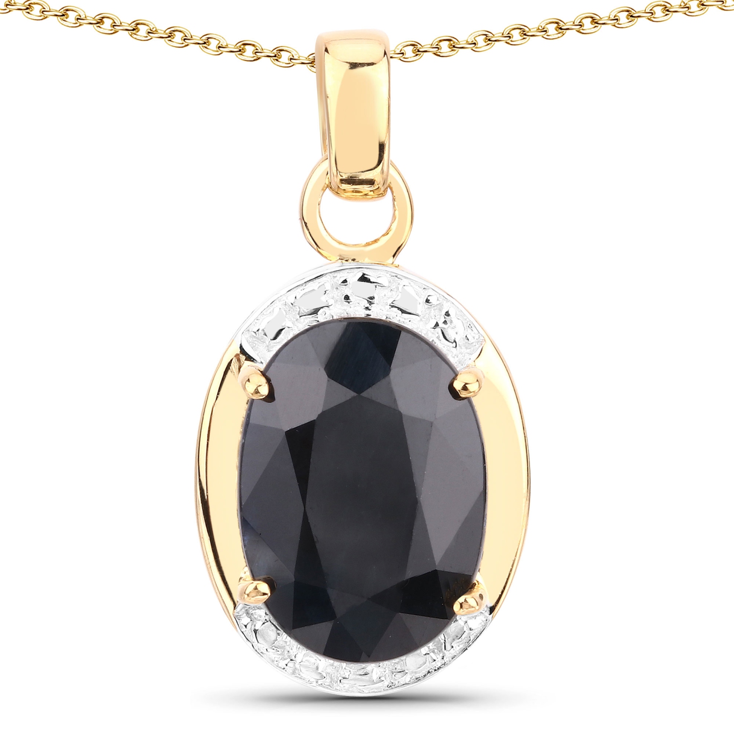 7.50 Carat Genuine Black Sapphire .925 Sterling Silver Pendant