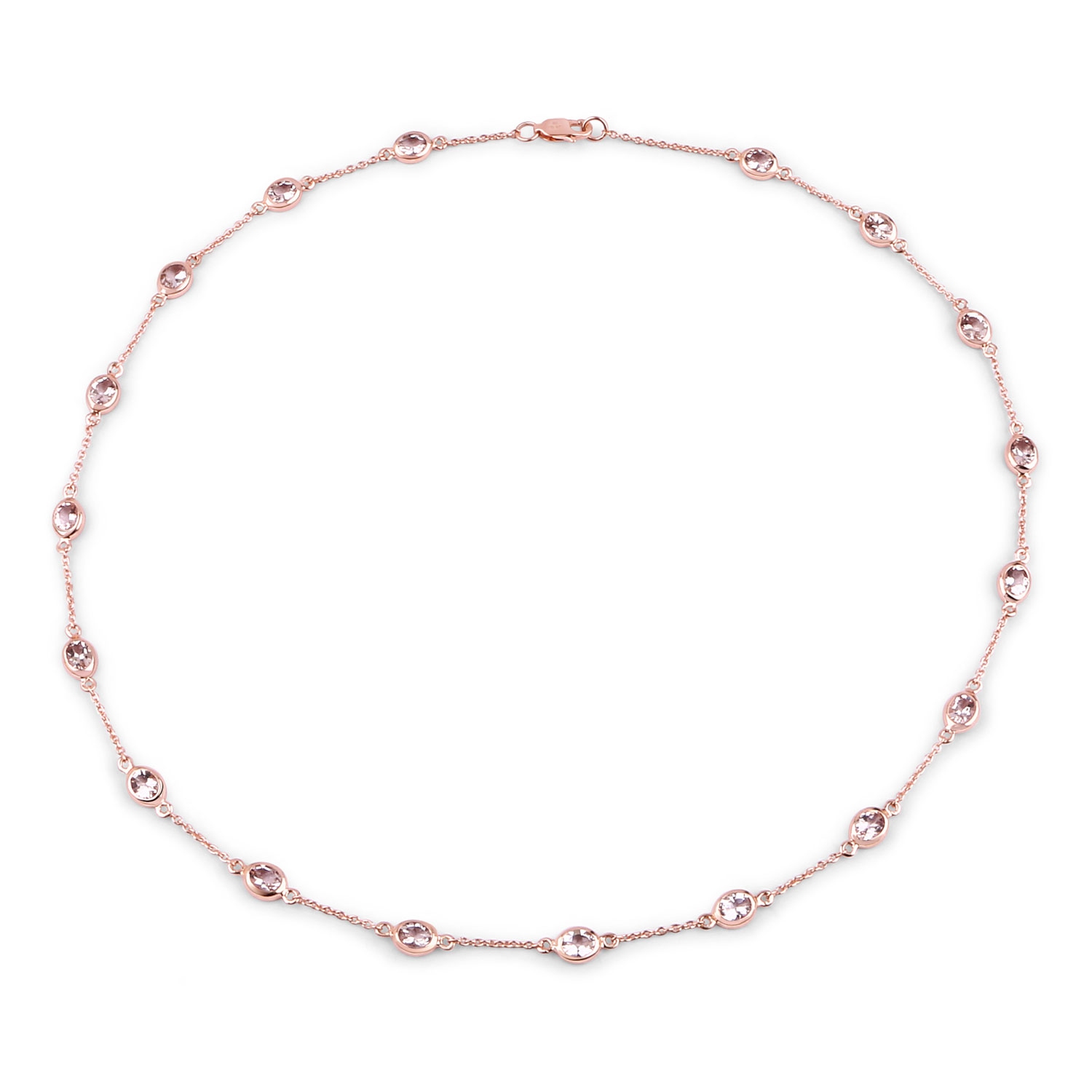 14K Rose Gold Plated 4.50 Carat Genuine Morganite .925 Sterling Silver Necklace