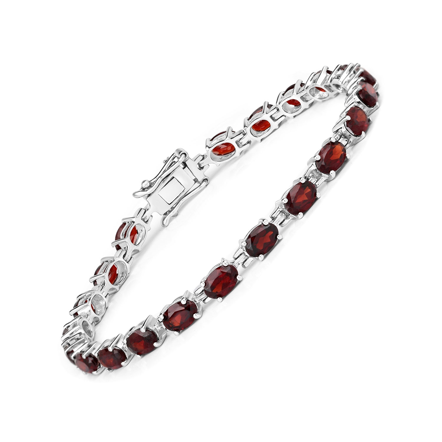 Bracelet en argent sterling de .925&nbsp;mm avec grenat véritable d'11,22&nbsp;carat