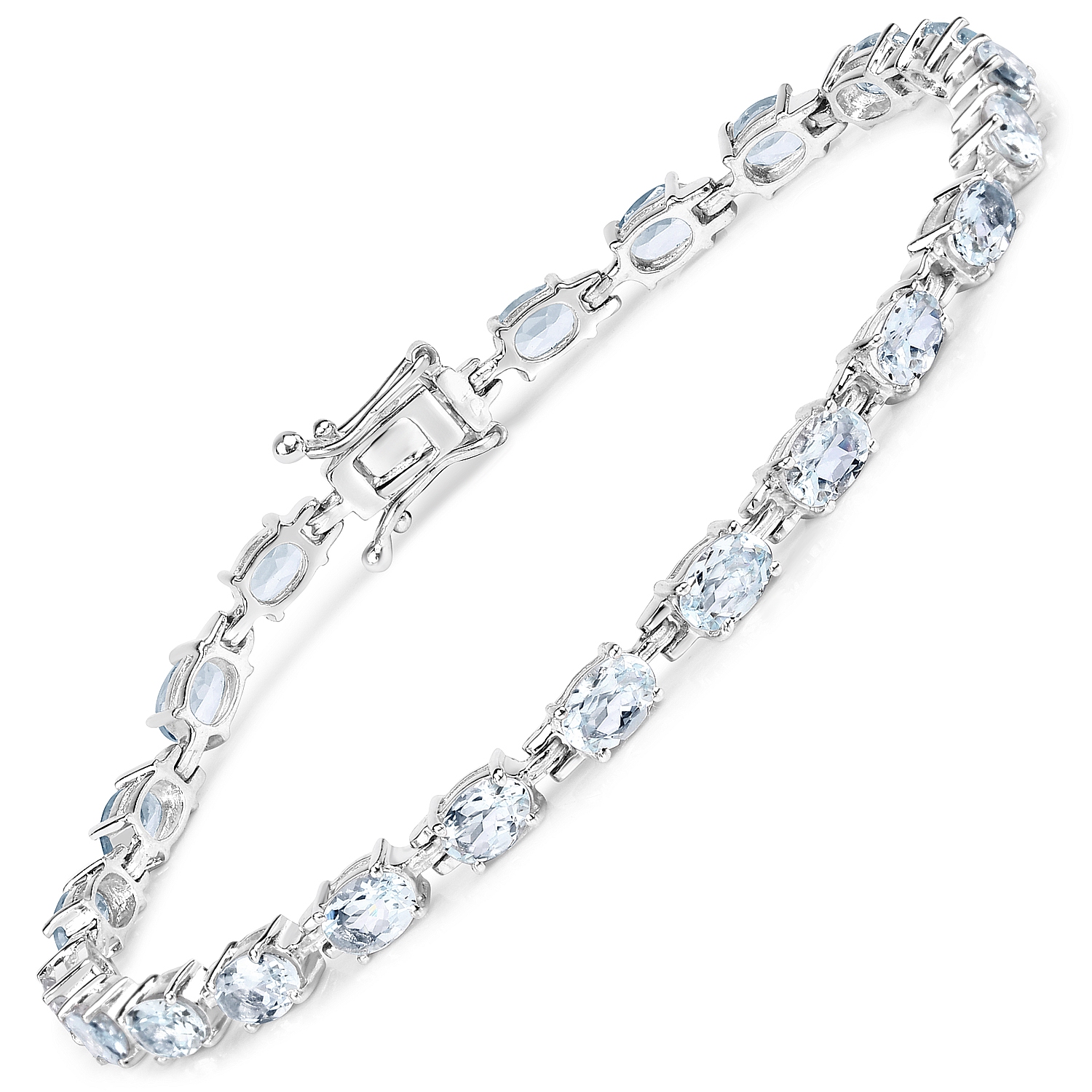 Bracelet en argent sterling de .925&nbsp;mm avec aigues-marines véritables d'8,80&nbsp;carat