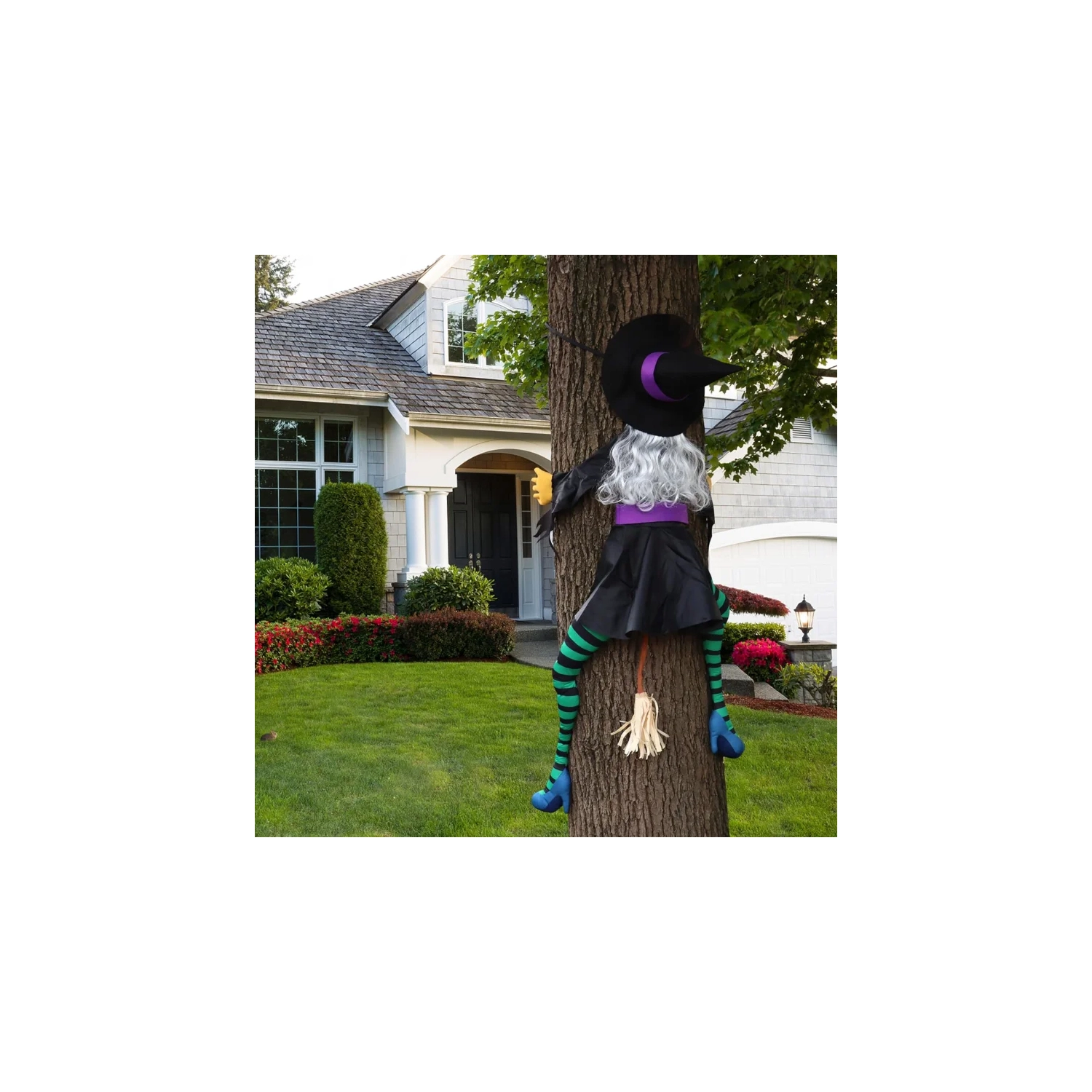 63" Crashing Witch Halloween Decoration - Outdoor Flying Witch for Yard, Porch, Tree, or Garden | Large Hanging Witch Decor for Indoor & Outdoor Use