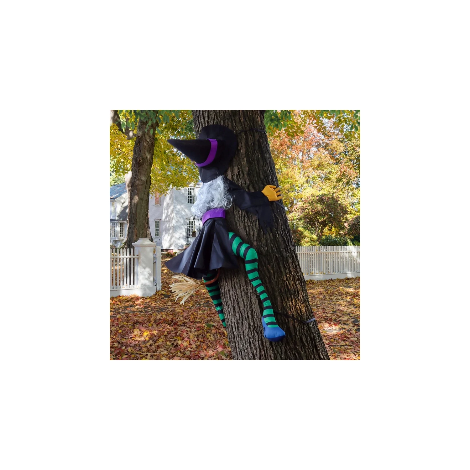63" Crashing Witch Halloween Decoration - Outdoor Flying Witch for Yard, Porch, Tree, or Garden | Large Hanging Witch Decor for Indoor & Outdoor Use