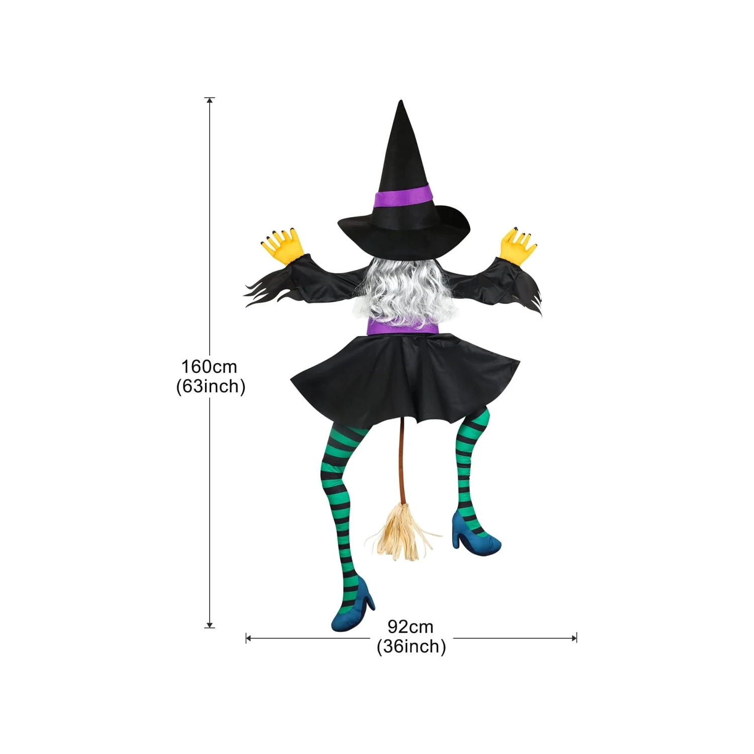 63" Crashing Witch Halloween Decoration - Outdoor Flying Witch for Yard, Porch, Tree, or Garden | Large Hanging Witch Decor for Indoor & Outdoor Use