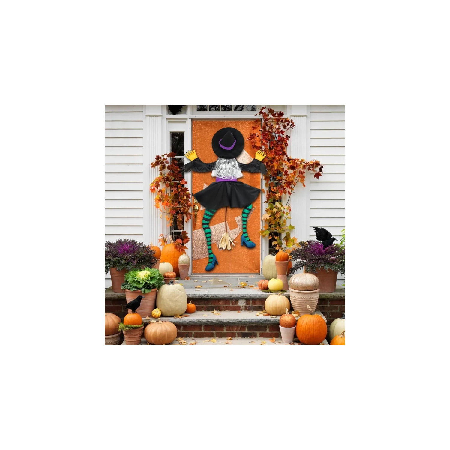 63" Crashing Witch Halloween Decoration - Outdoor Flying Witch for Yard, Porch, Tree, or Garden | Large Hanging Witch Decor for Indoor & Outdoor Use