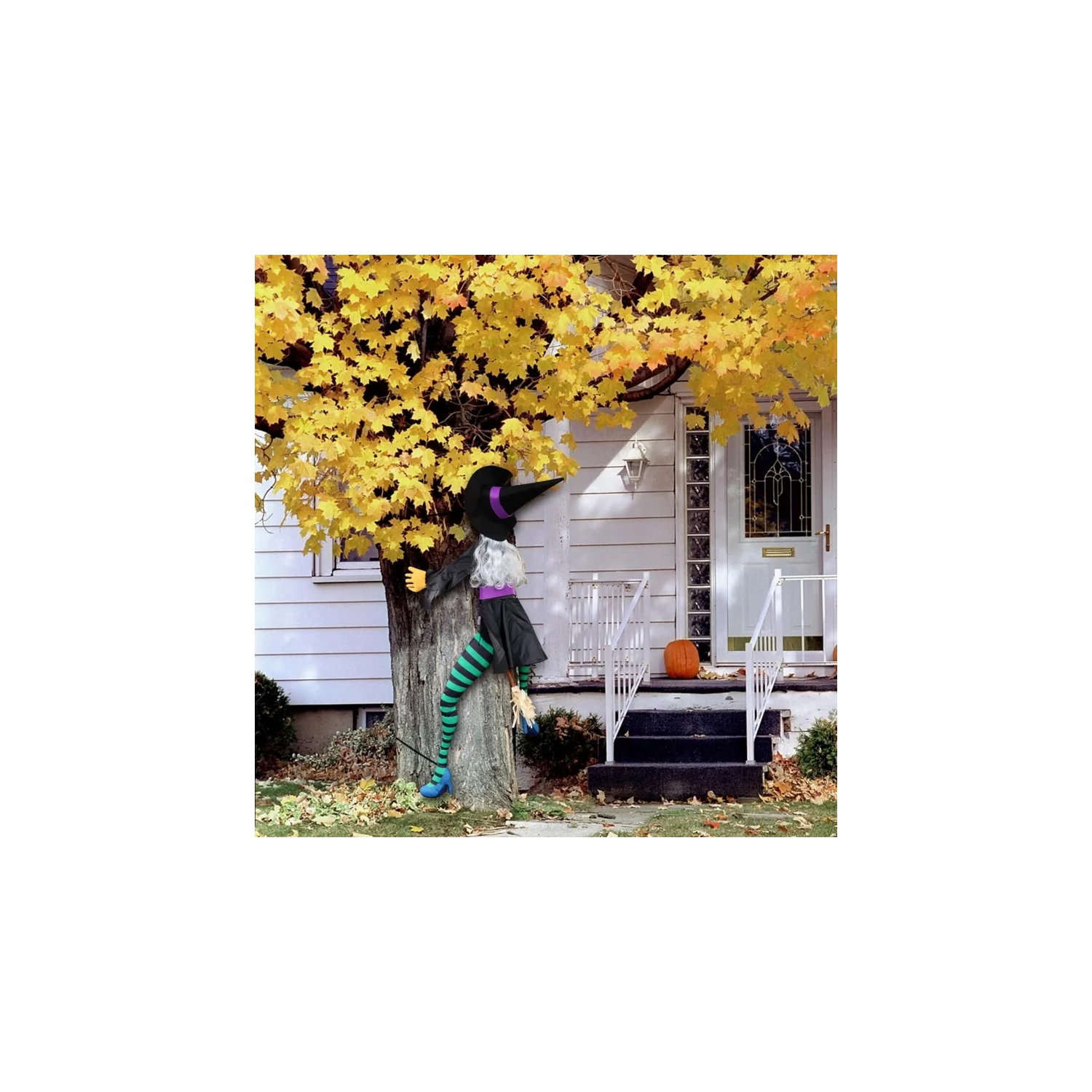 63" Crashing Witch Halloween Decoration - Outdoor Flying Witch for Yard, Porch, Tree, or Garden | Large Hanging Witch Decor for Indoor & Outdoor Use