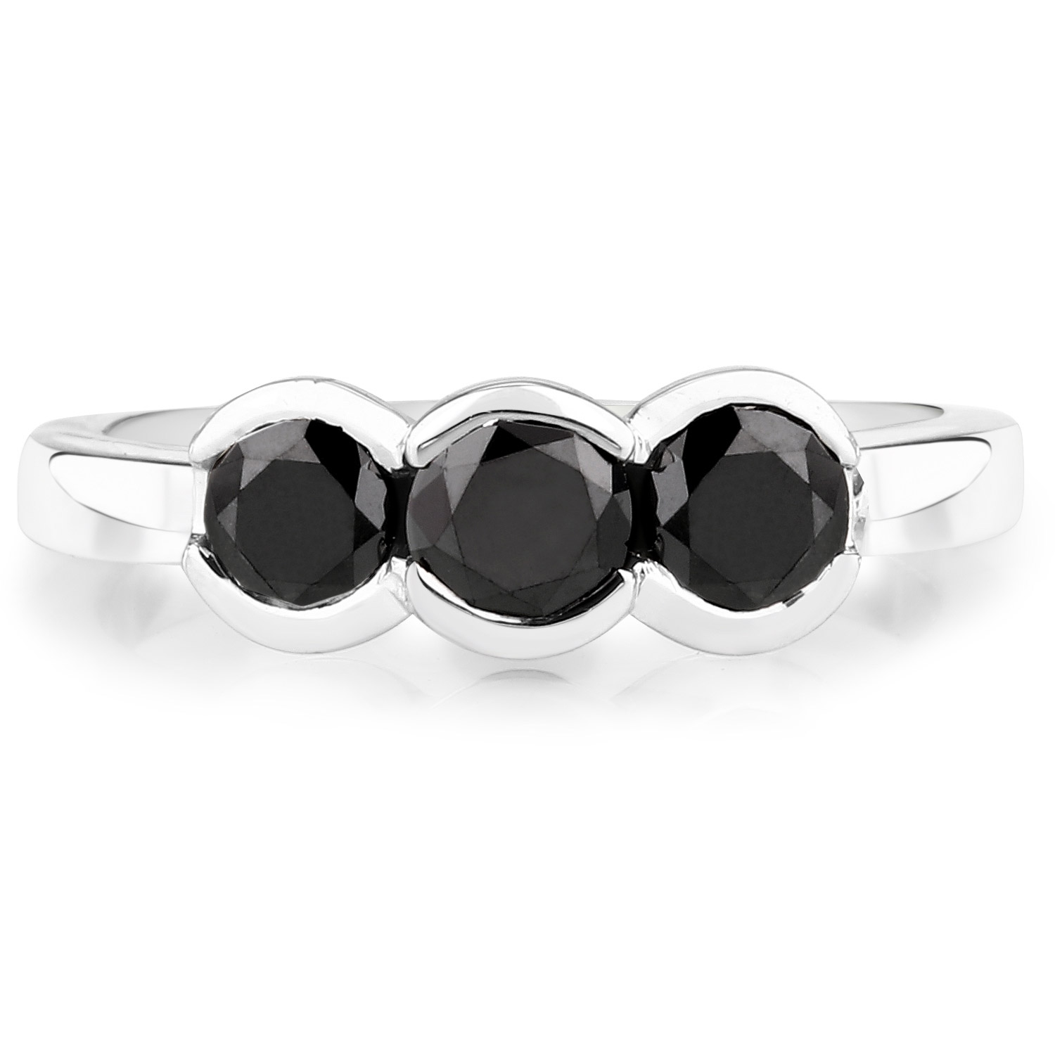 1.22 Carat Genuine Black Diamond .925 Sterling Silver Ring