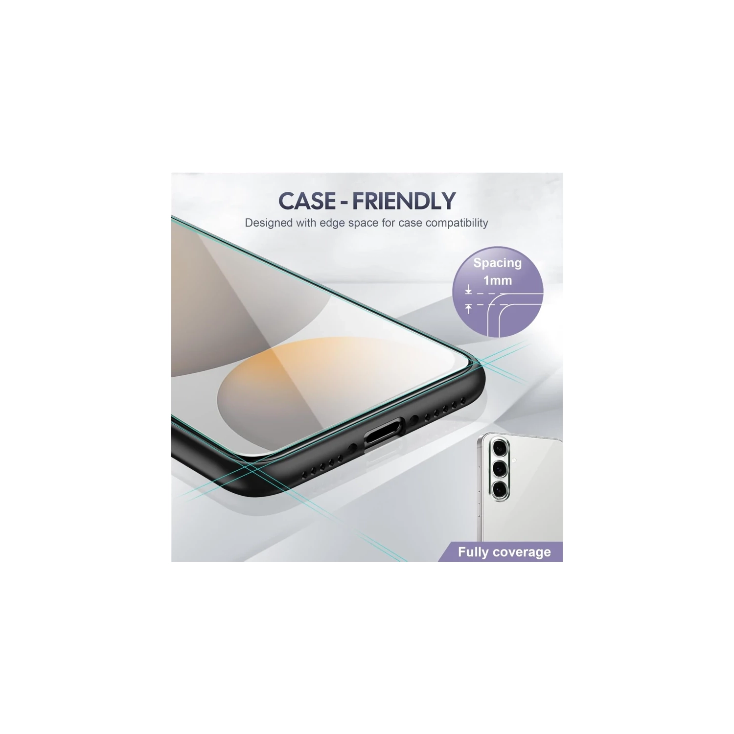 Samsung Galaxy S24 FE 5G Screen Protector 6.7" - 3-Pack Tempered Glass + 2 Camera Lens Protectors, 9H Hardness, No Bubbles, 99.99% HD Clarity