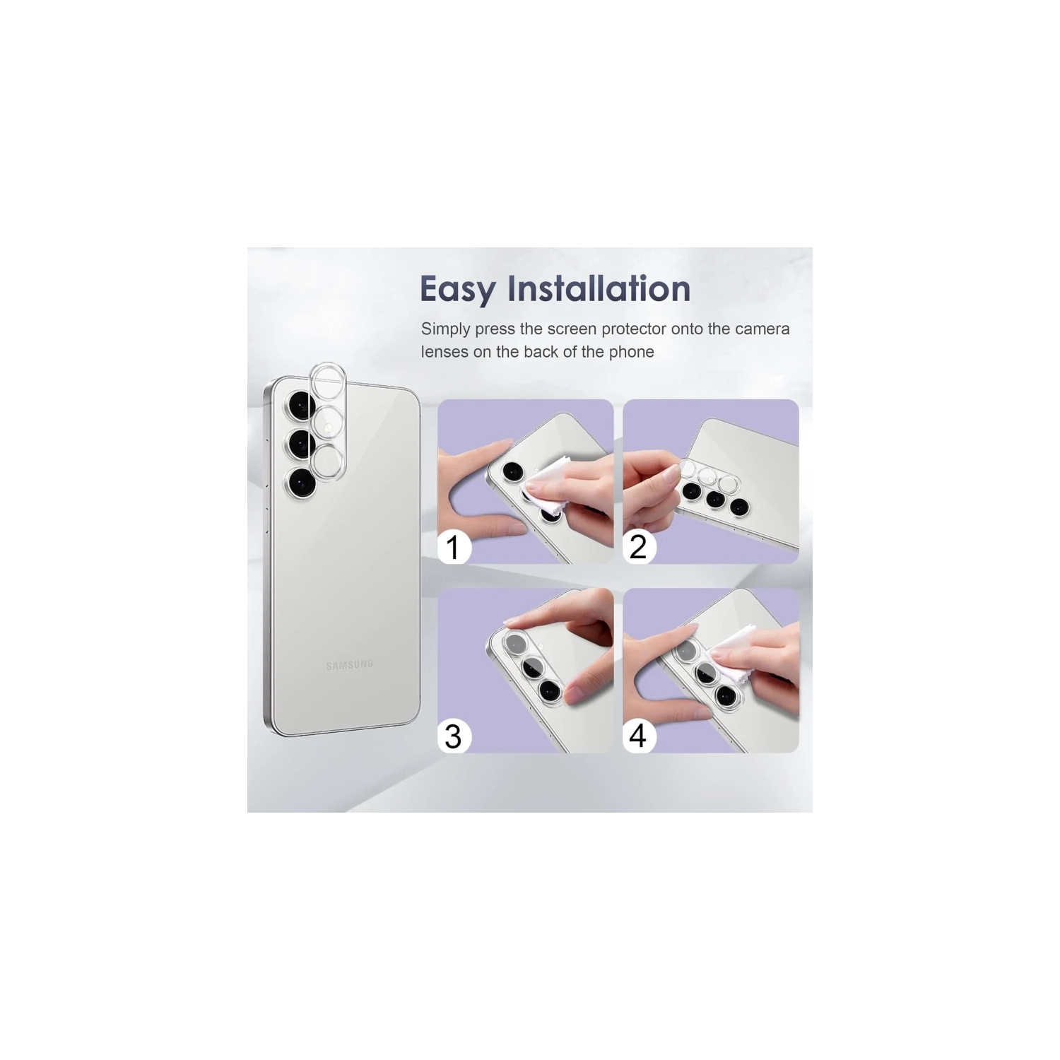 Samsung Galaxy S24 FE 5G Screen Protector 6.7" - 3-Pack Tempered Glass + 2 Camera Lens Protectors, 9H Hardness, No Bubbles, 99.99% HD Clarity