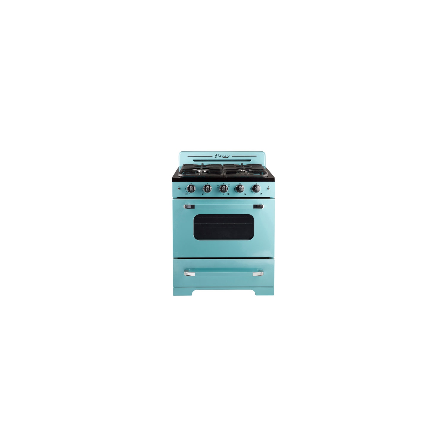 Classic Retro d'unique 30 po, 3,9 pi3 avec Cuisinière à gaz autonome à convection avec ventilateur - Turquoise océan
