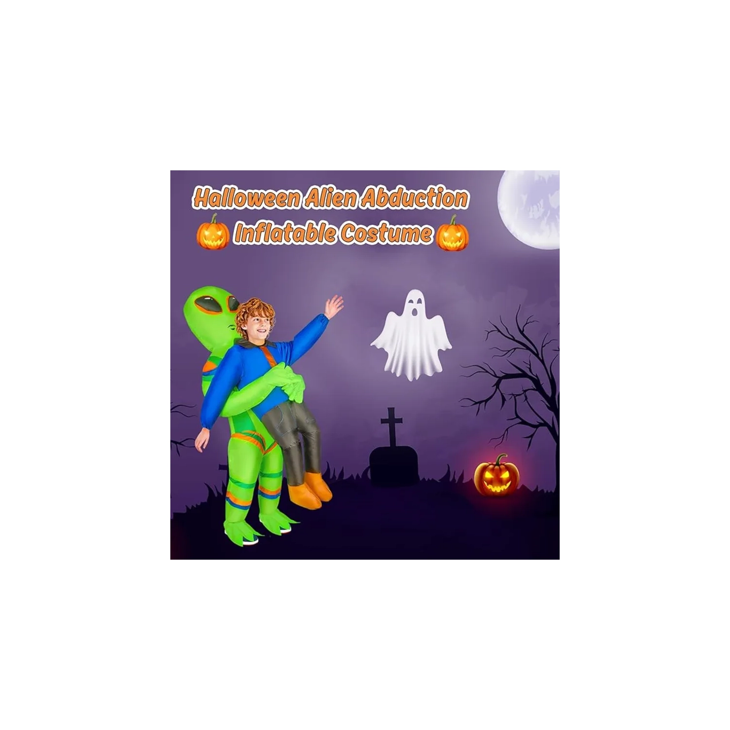 Costume d'extraterrestre gonflable - costume d'extraterrestre Blow Up pour Halloween - pour adultes de 5,3 pi à 6,2 pi