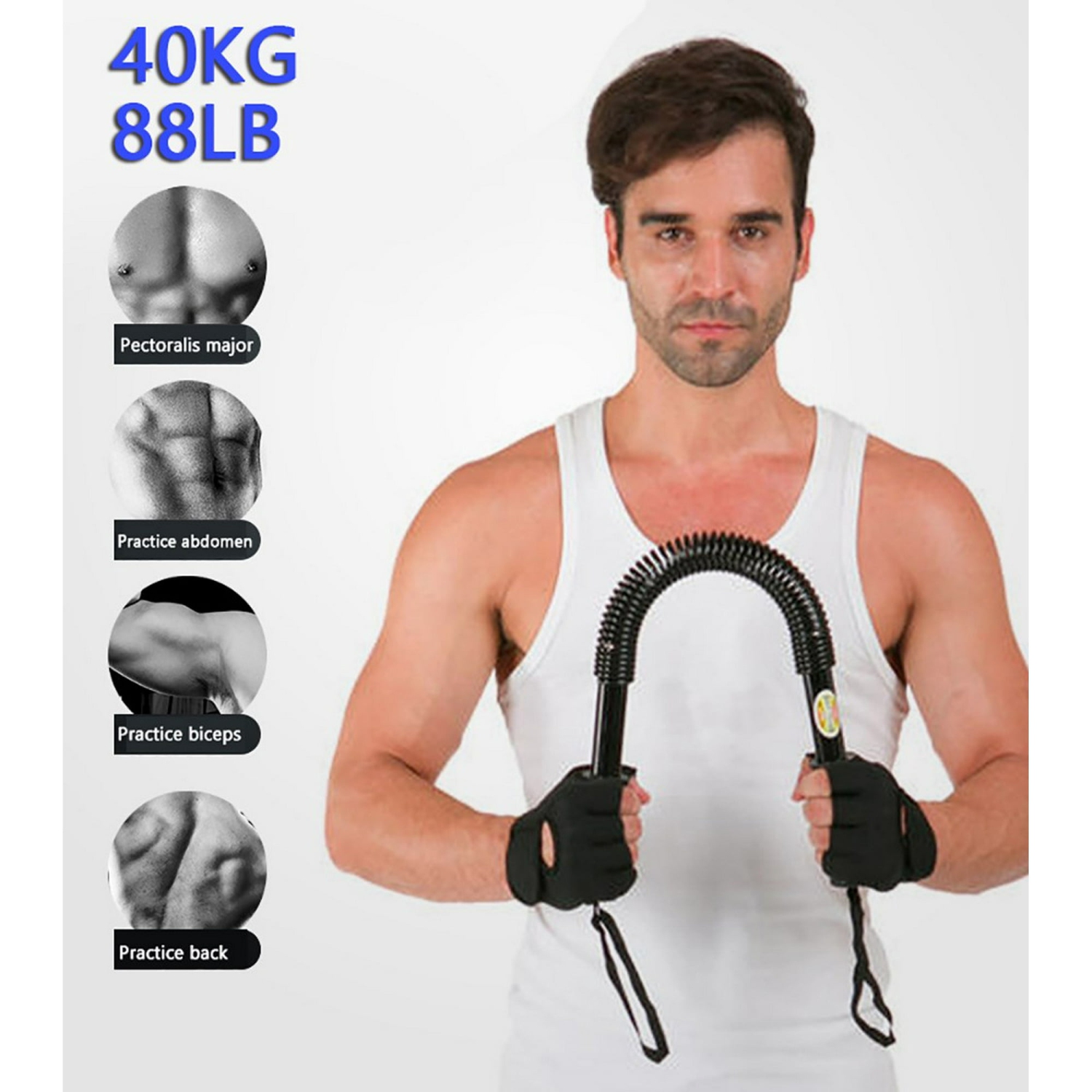 TOPTENG Heavy Duty Spring Chest Power Bar Twister Upper Body Arms Strength Training 88.18lbs Black