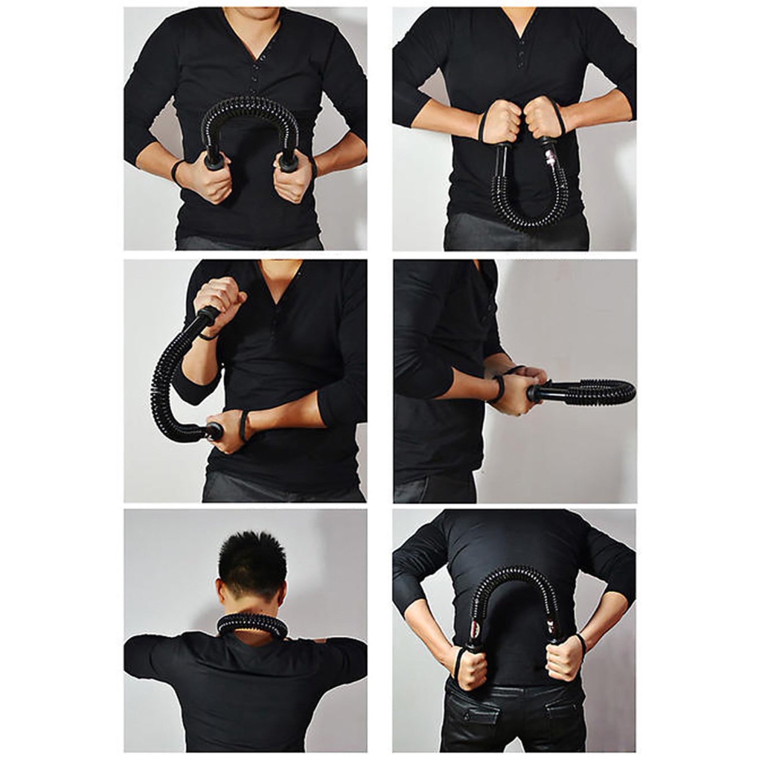 TOPTENG Heavy Duty Spring Chest Power Bar Twister Upper Body Arms Strength Training 88.18lbs Black