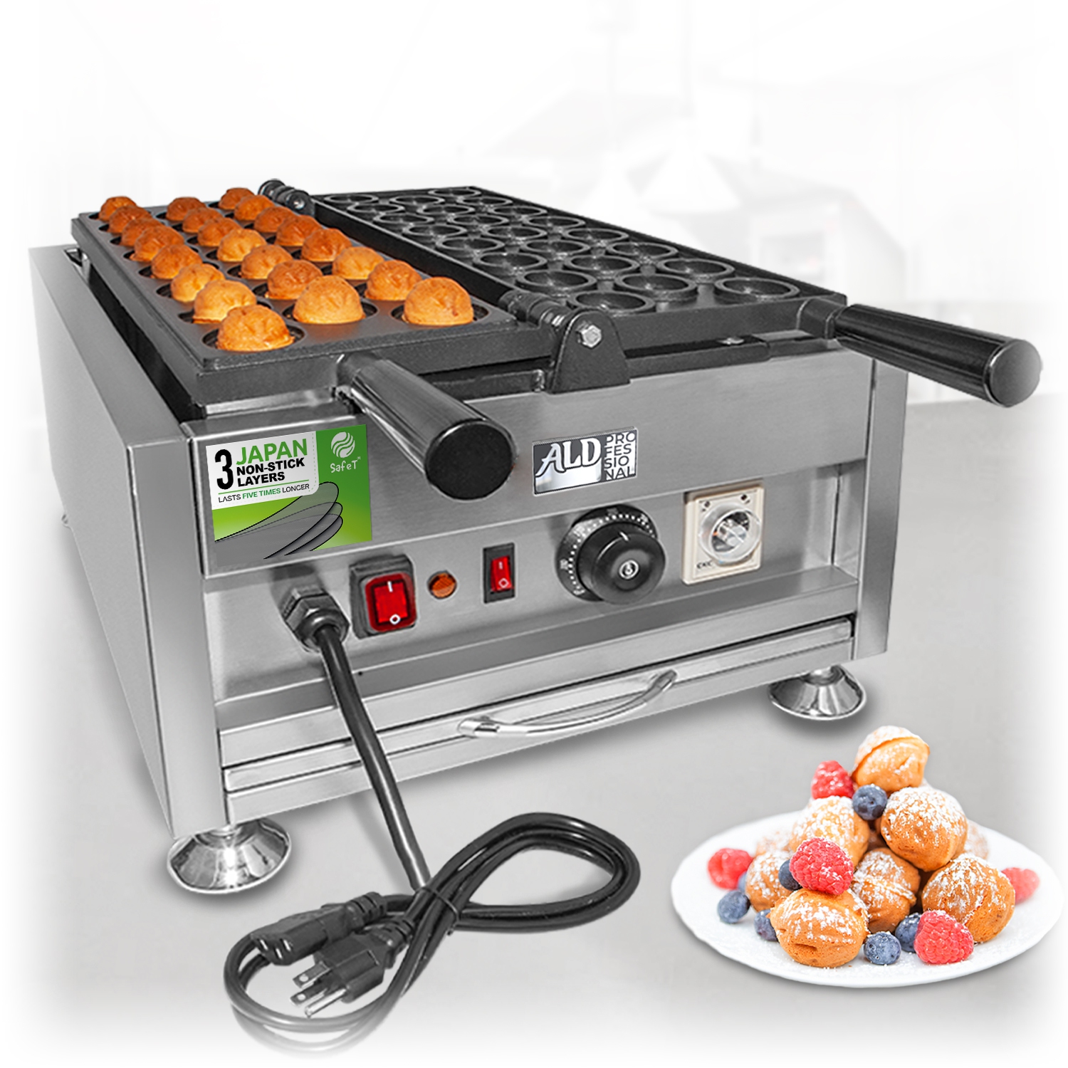 AP-738 Walnut-Shape Waffle Maker | Stuffed Waffle Iron | 23 Nut Waffles | 110V