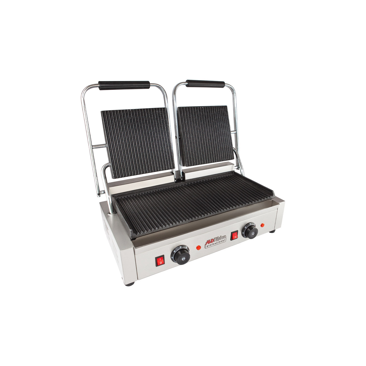 AP-692 Presse à panini double | Machine à sandwichs | Plaques nervurées en fonte | Commande réglable | Antiadhésif | 110&nbsp;V