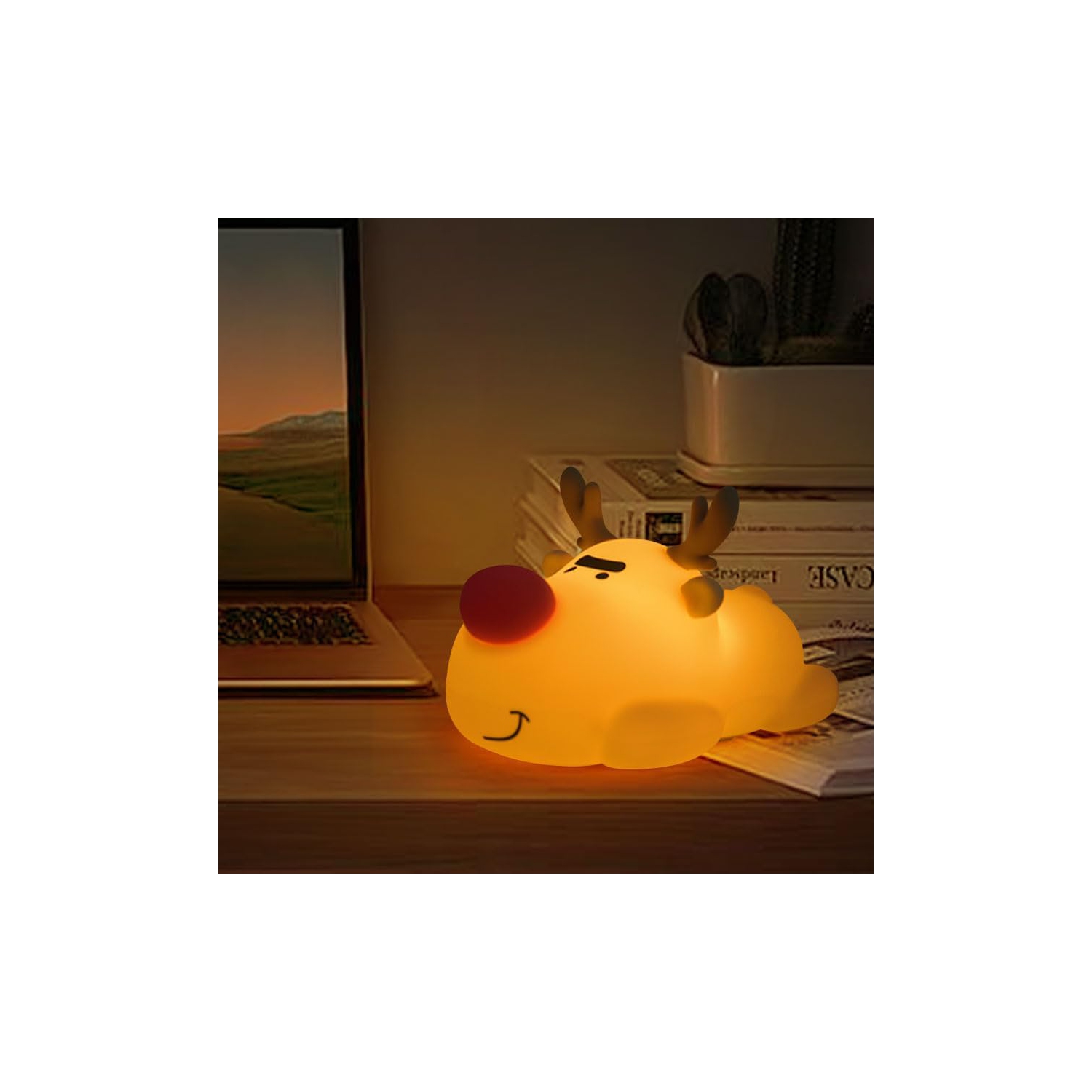 YOULIGHTS Kids Night Light - Silicone Dimmable, Rechargeable Toddler Night Light with Cute Reindeer Design, Safe Baby Night Light for Bedroom,