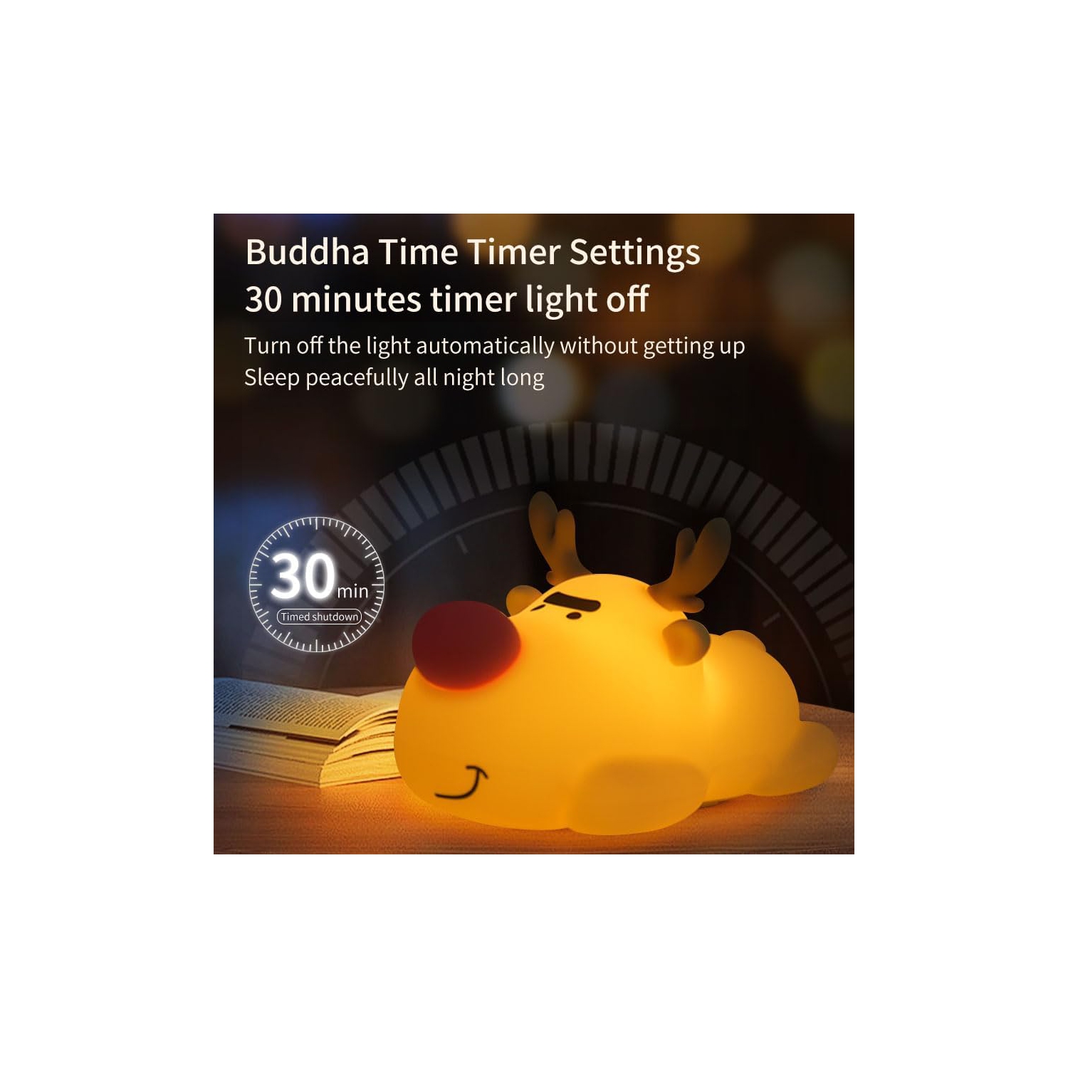 YOULIGHTS Kids Night Light - Silicone Dimmable, Rechargeable Toddler Night Light with Cute Reindeer Design, Safe Baby Night Light for Bedroom,