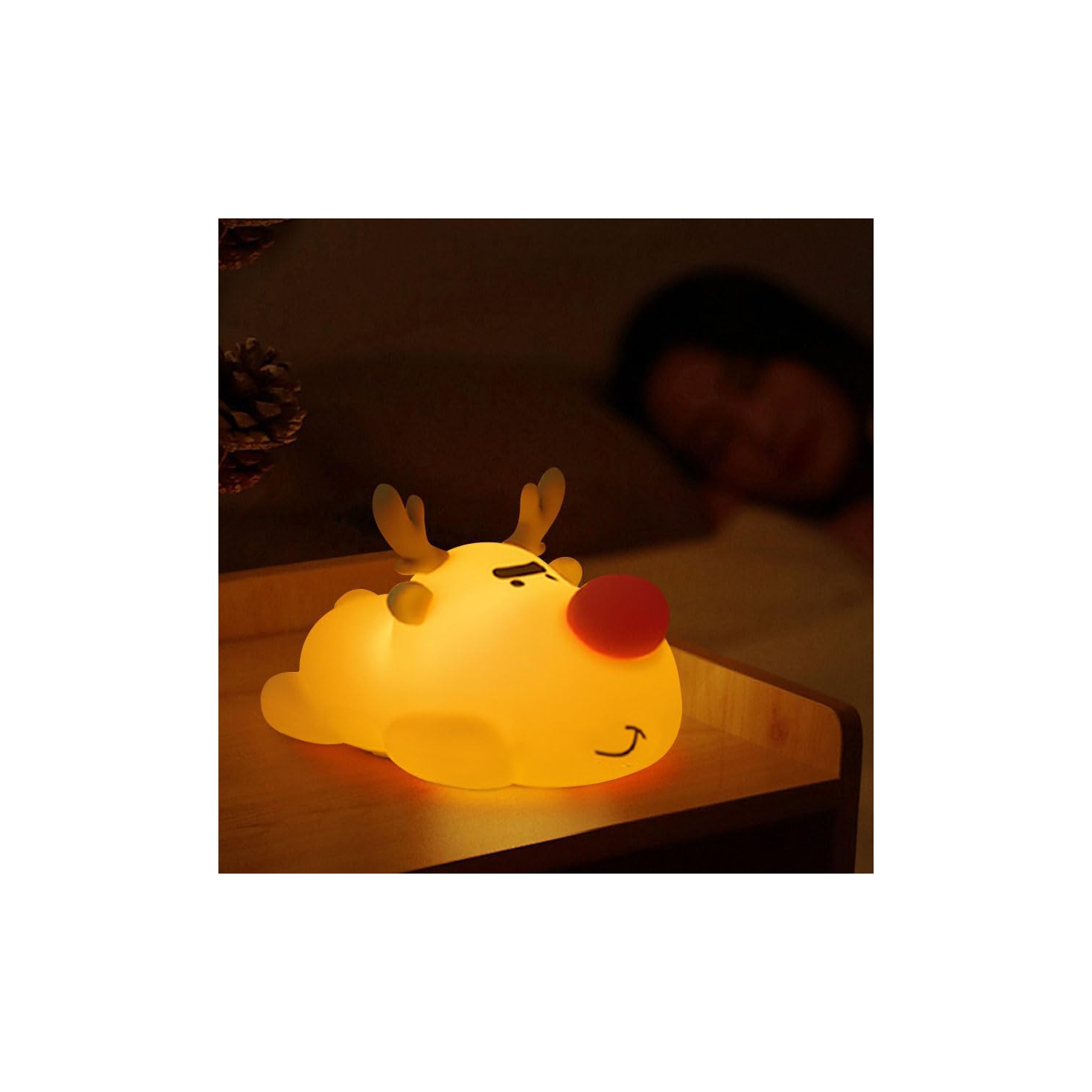 YOULIGHTS Kids Night Light - Silicone Dimmable, Rechargeable Toddler Night Light with Cute Reindeer Design, Safe Baby Night Light for Bedroom,